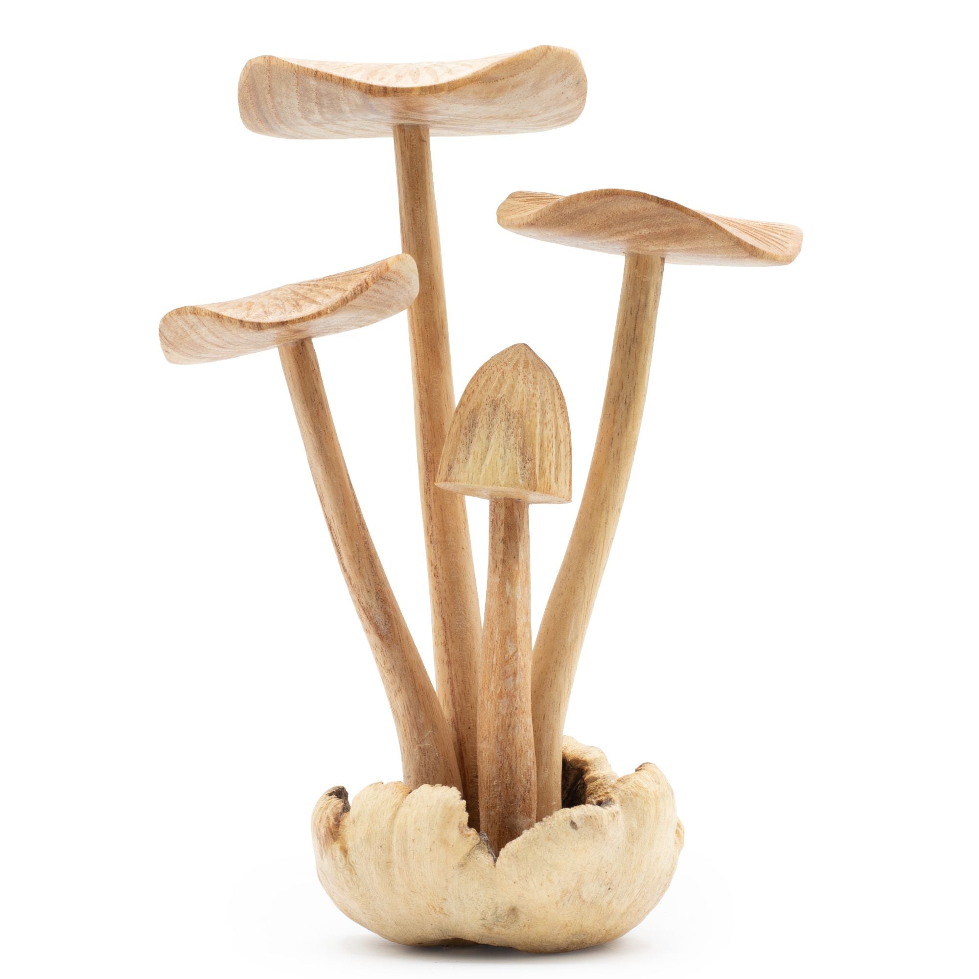 Sculpture artisanale de champignons en bois parasite