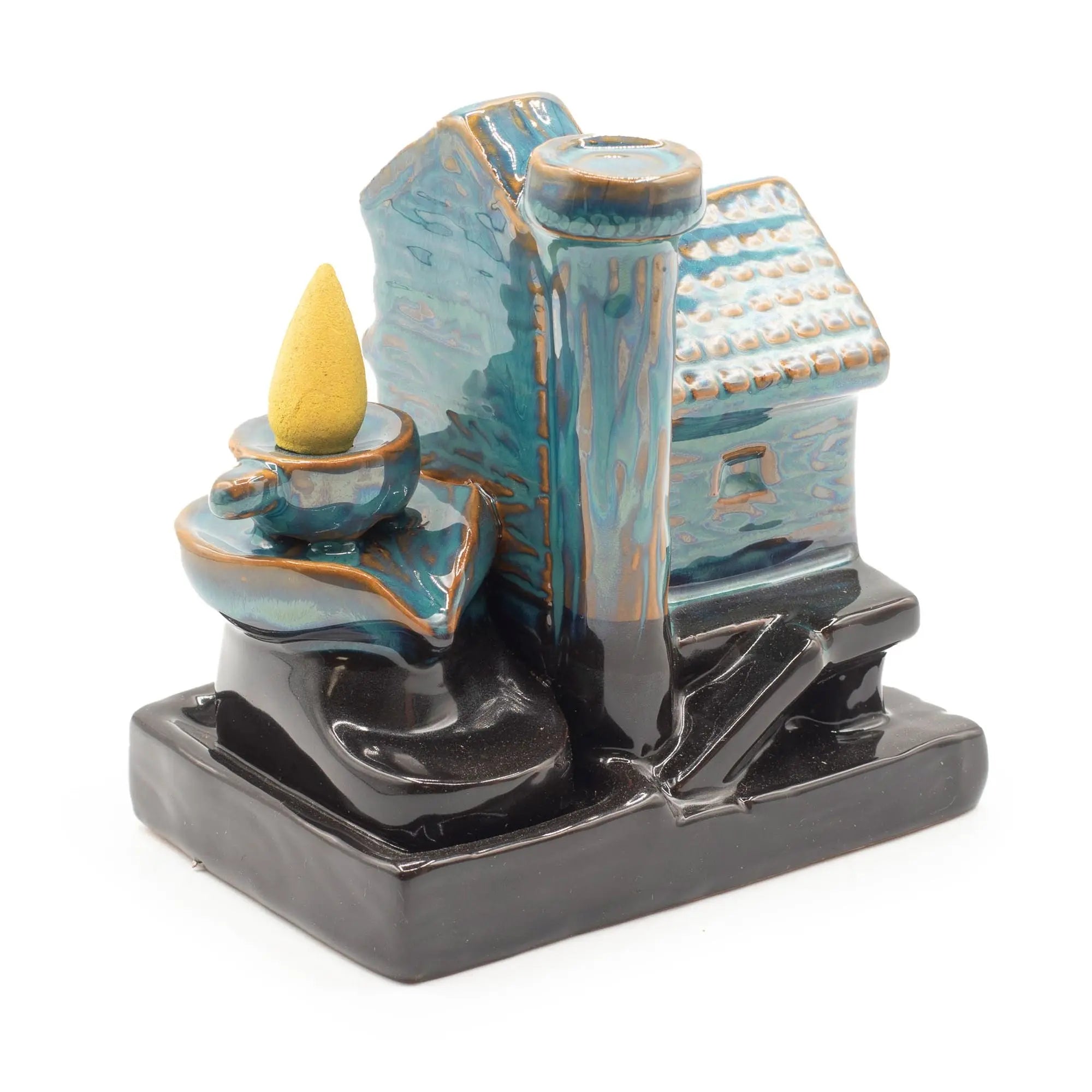 Brûleur d’encens à reflux Maison Moulin à Eau – Fontaine d’encens cascade en céramique AWGifts Dropship
