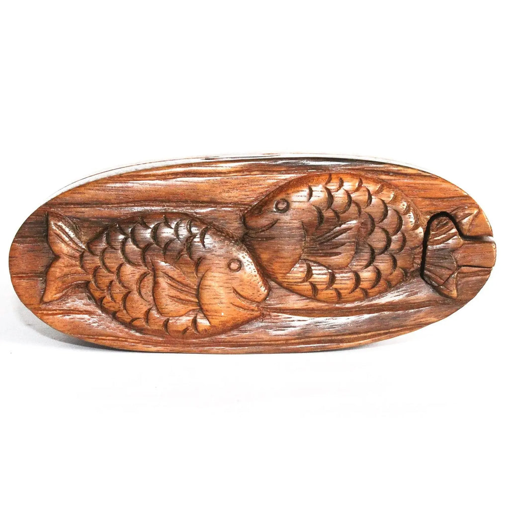 Boîte magique de Bali – Poissons jumeaux en bois de Saman AWGifts Dropship