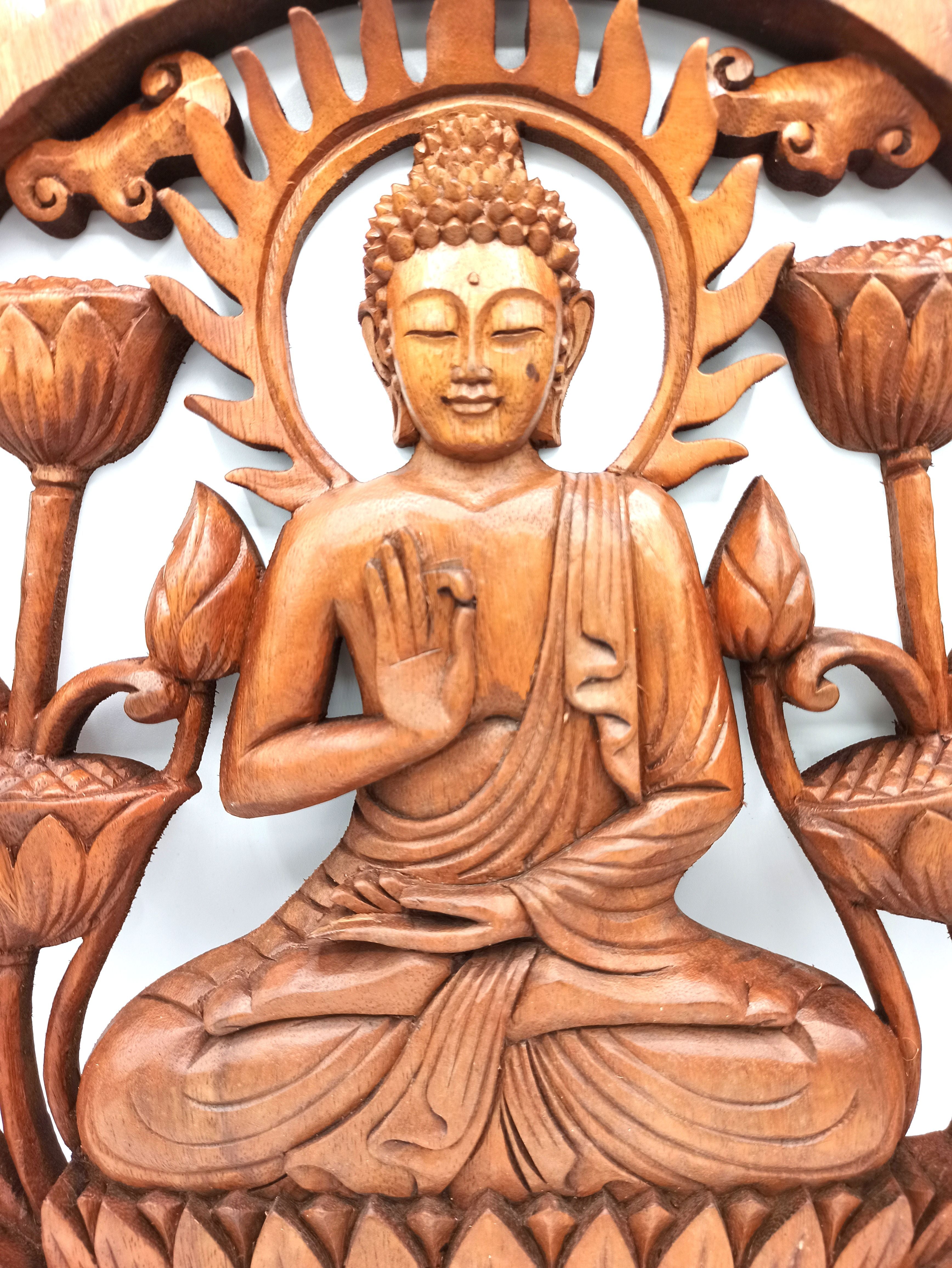 Panneau Bouddha & Lotus – 40 cm