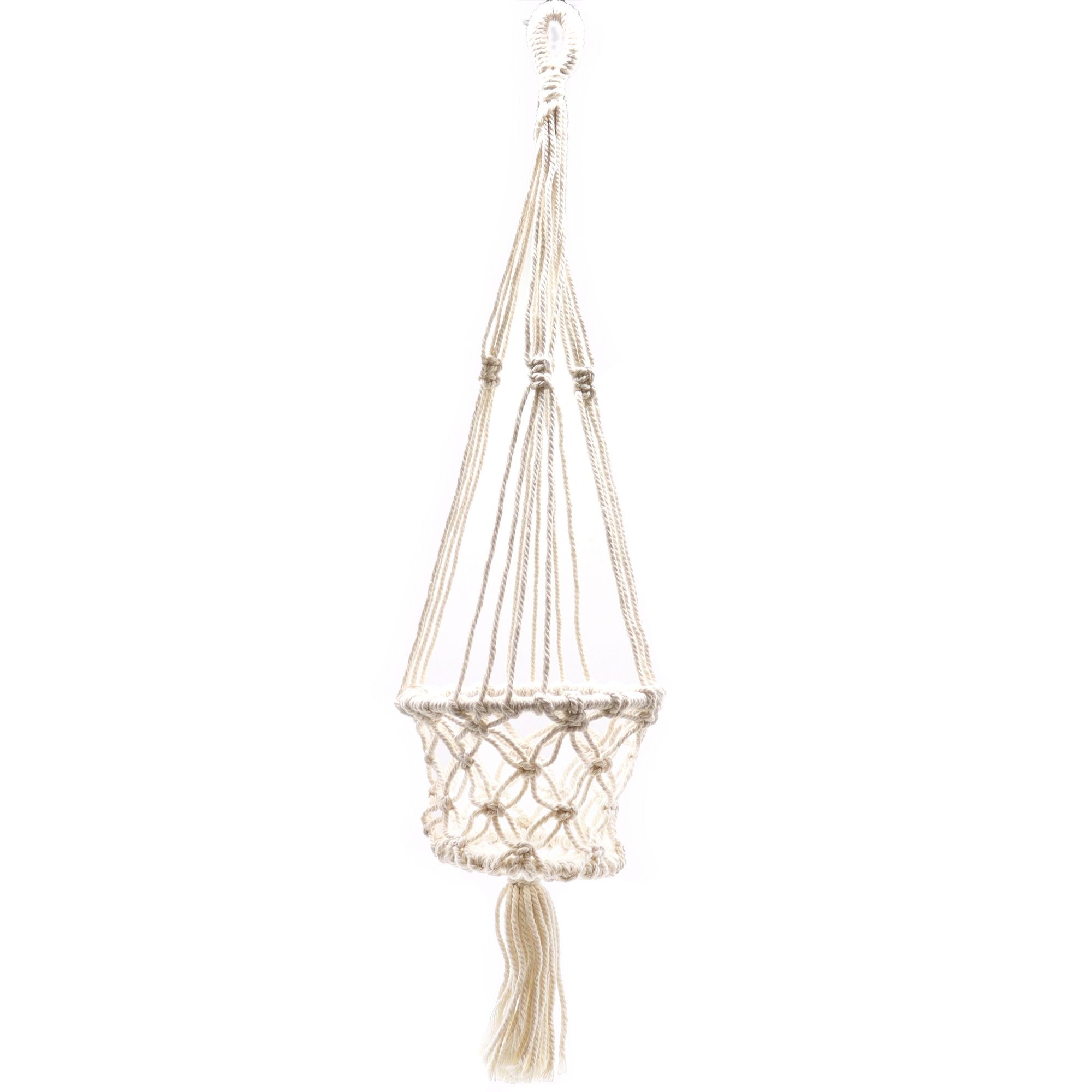 Support pour Pot en Macramé Naturel – Petit Modèle Suspendu