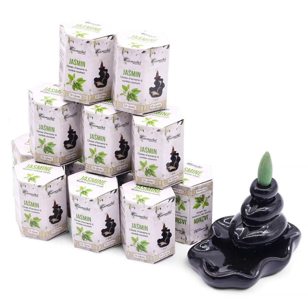 Encens à reflux Jasmin – Cônes backflow pour brûleur d’encens cascade (10 pièces) AWGifts Dropship