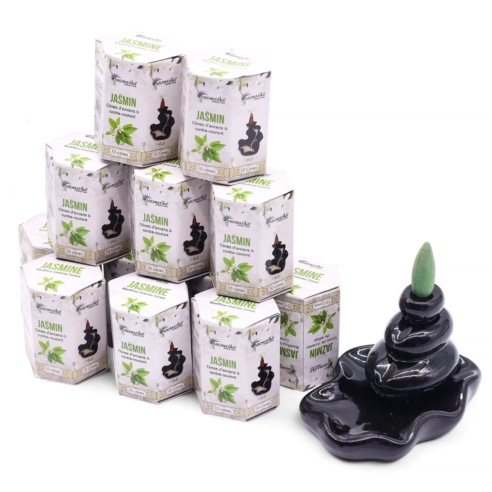 Encens à reflux Jasmin – Cônes backflow pour brûleur d’encens cascade (10 pièces) AWGifts Dropship