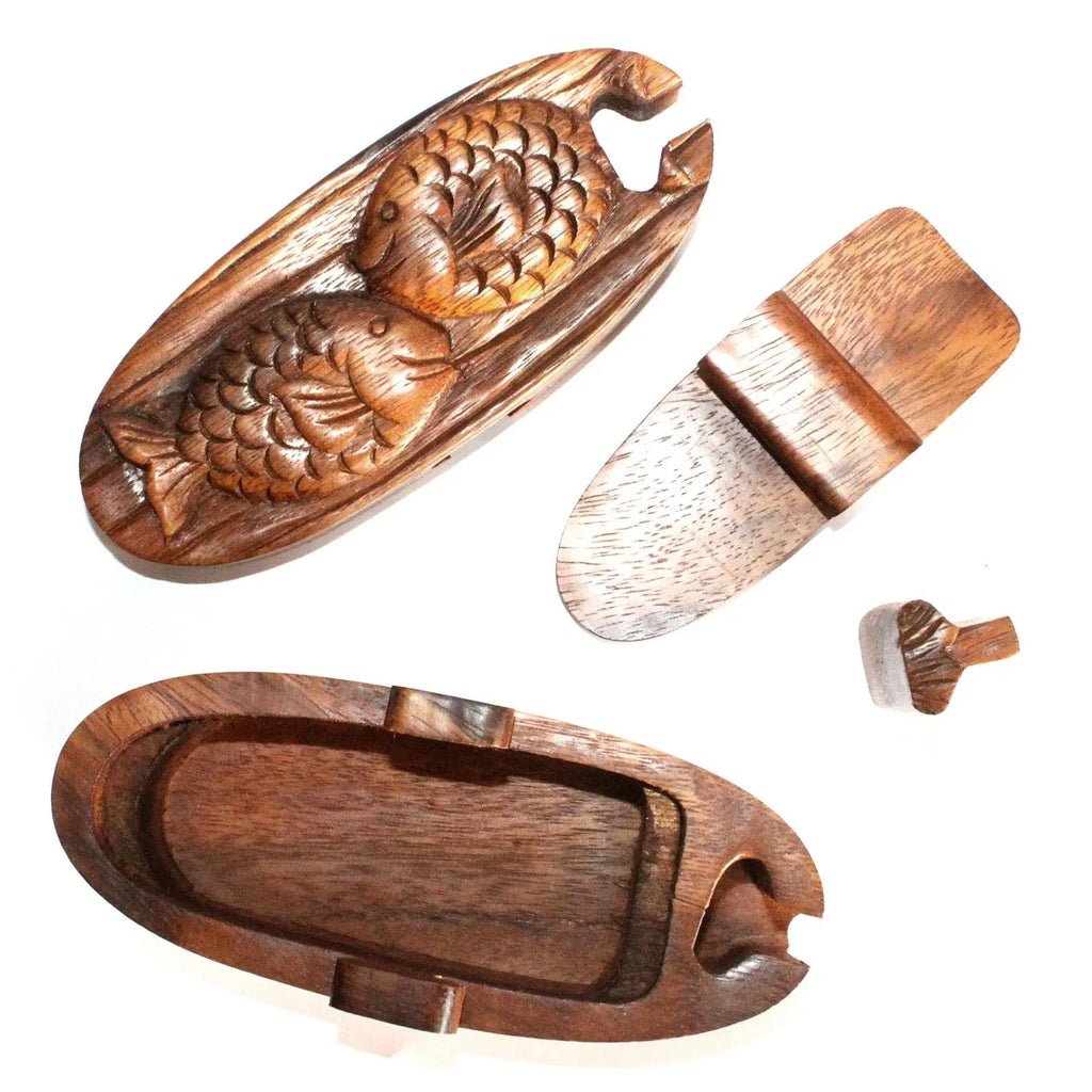 Boîte magique de Bali – Poissons jumeaux en bois de Saman AWGifts Dropship