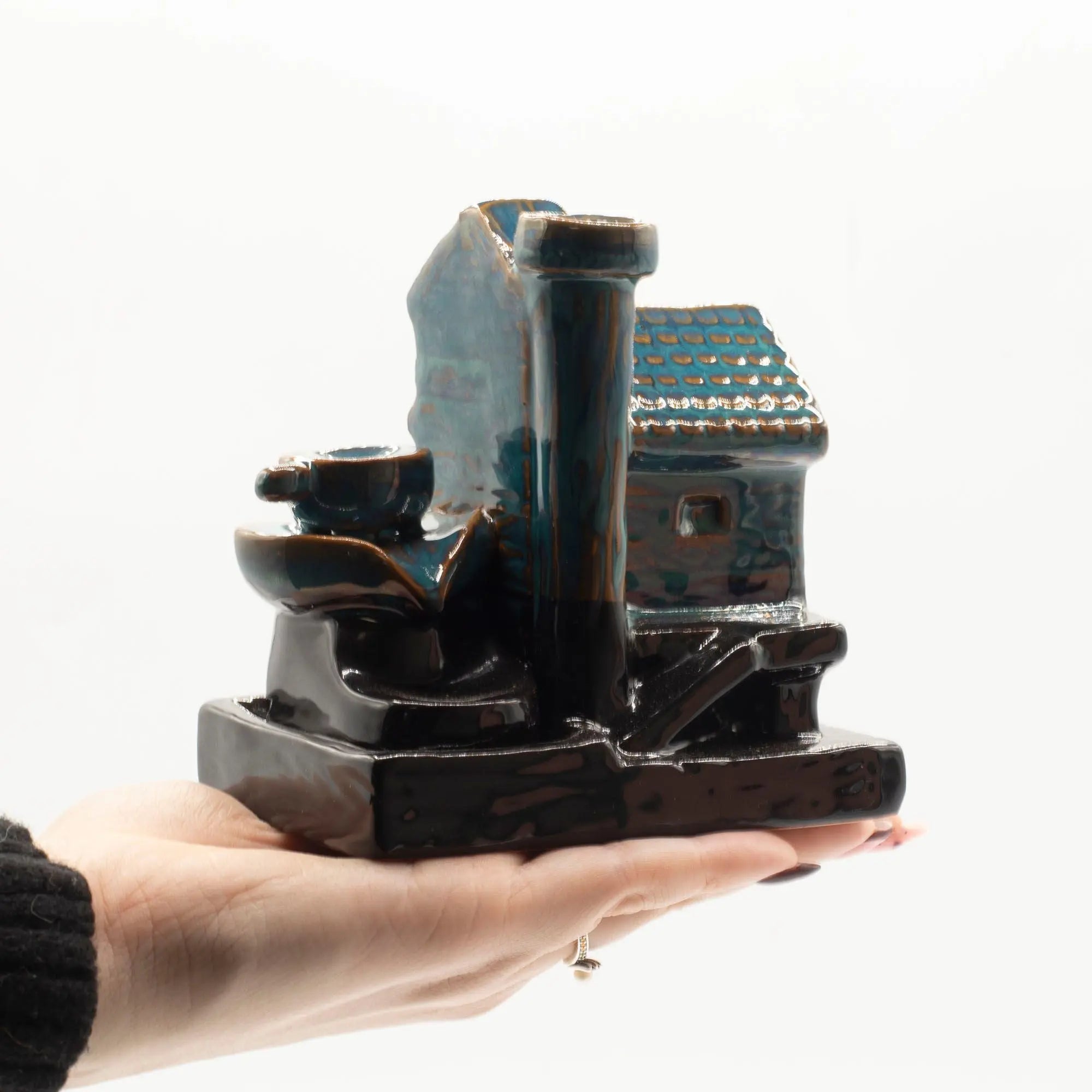Brûleur d’encens à reflux Maison Moulin à Eau – Fontaine d’encens cascade en céramique AWGifts Dropship