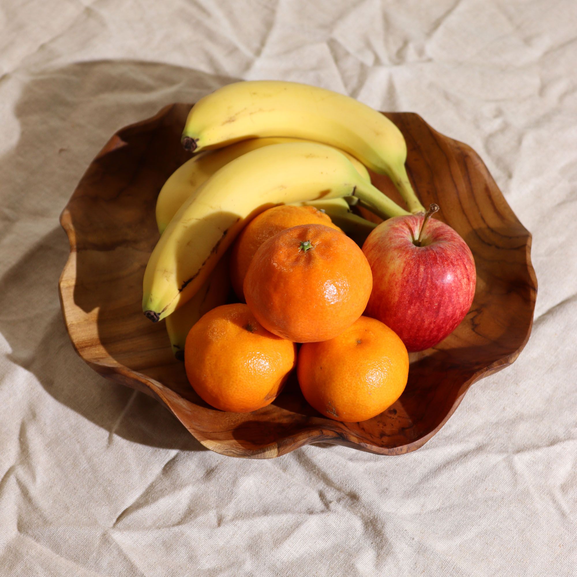 Coupe à fruits ronde en bois de teck