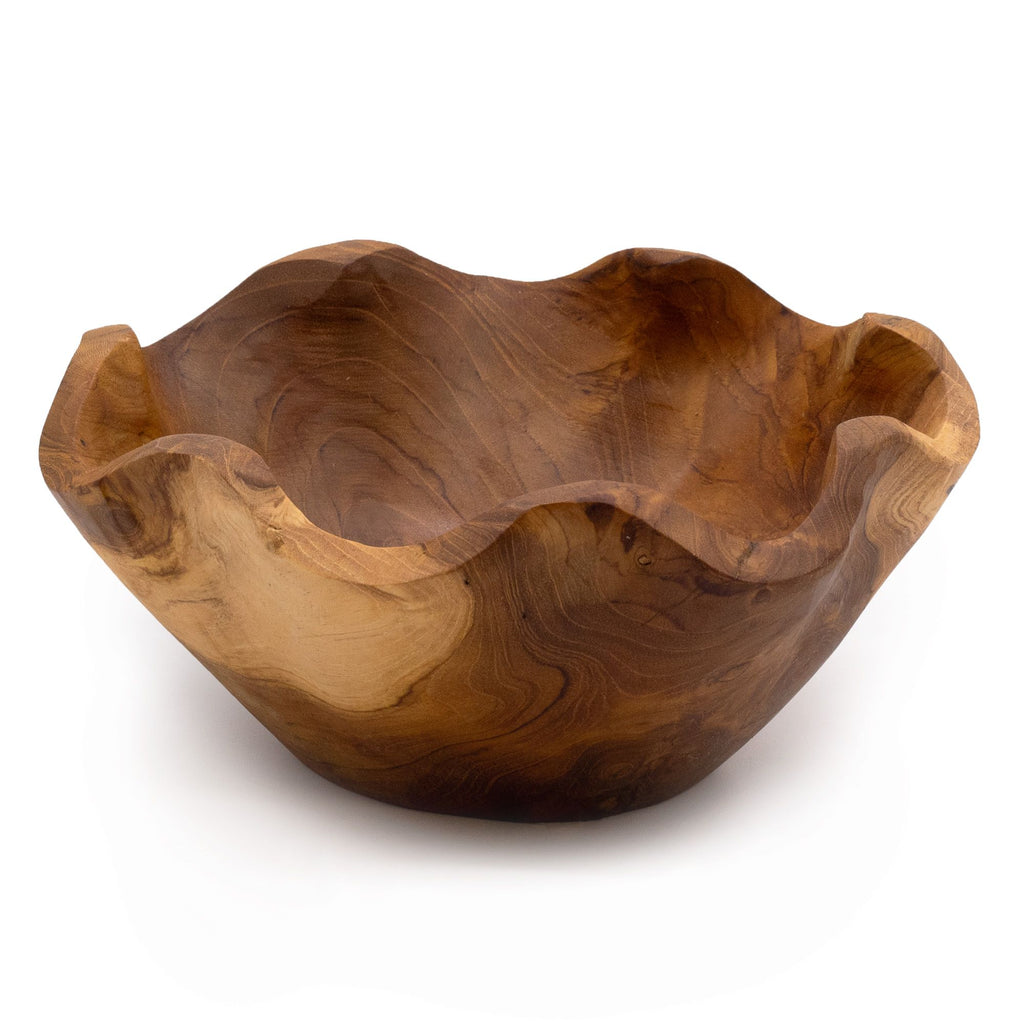 Coupe à fruits moyenne en bois de teck – 23 cm