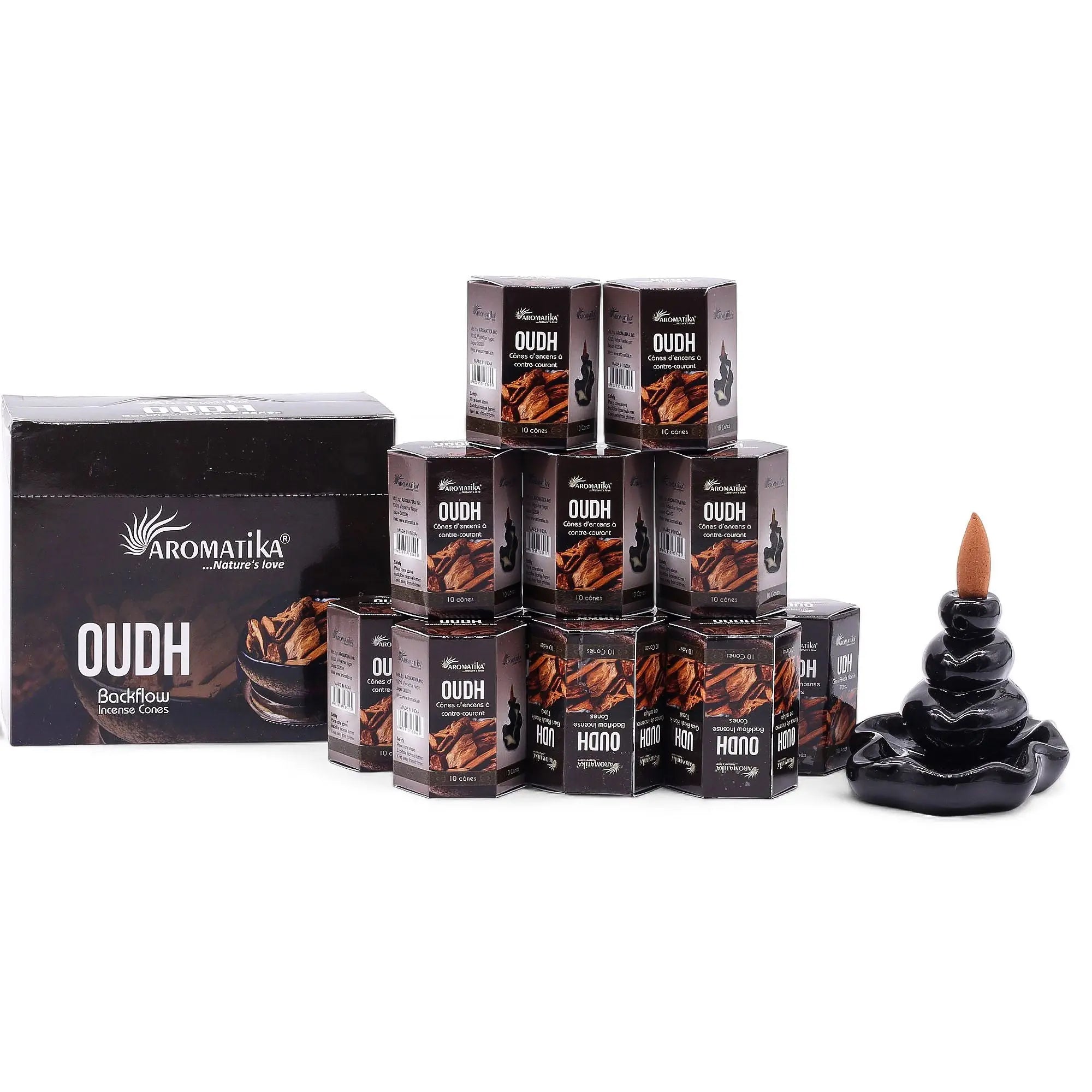 Encens à reflux Oudh – Cônes backflow pour brûleur d’encens cascade (10 pièces) AWGifts Dropship