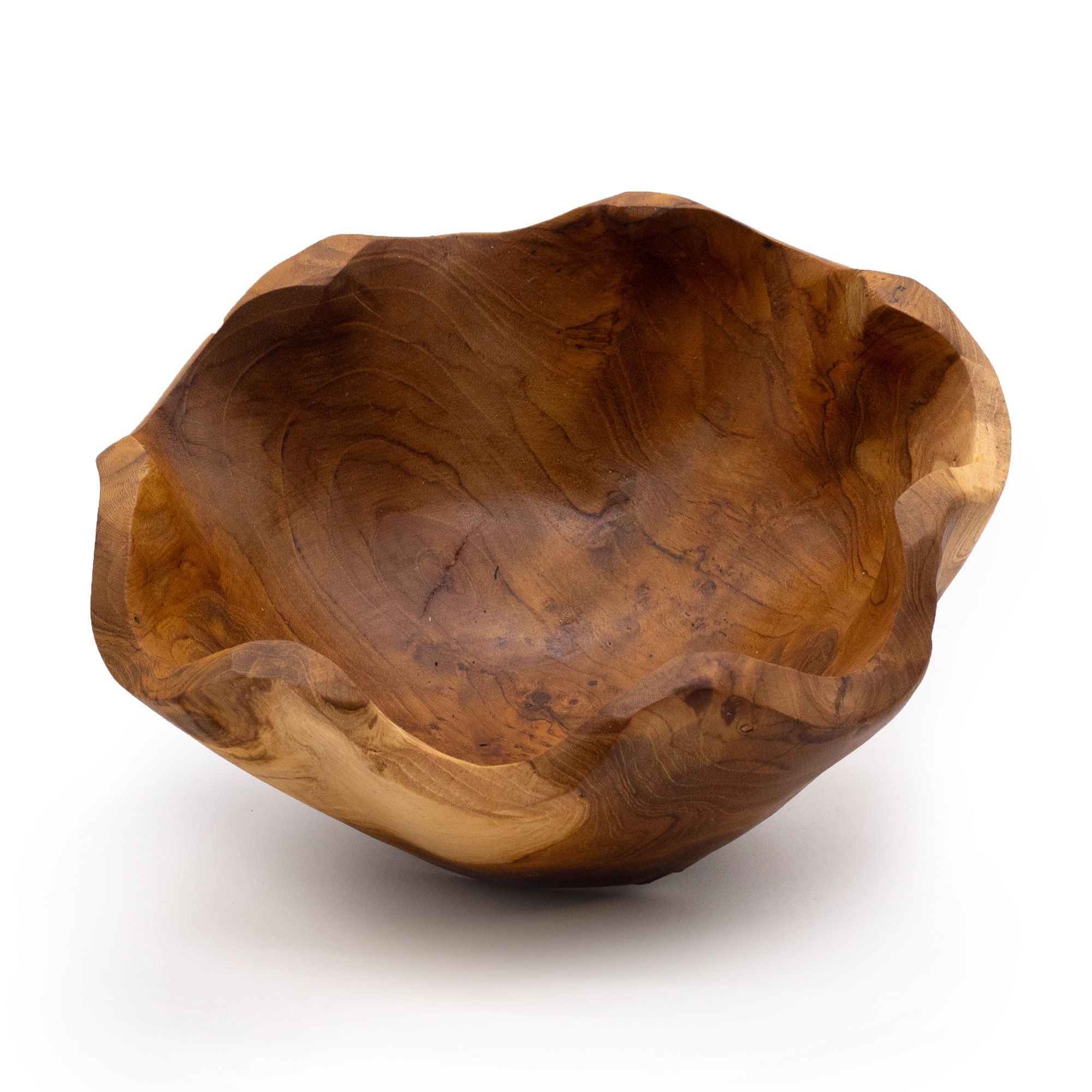 Coupe à fruits moyenne en bois de teck – 23 cm