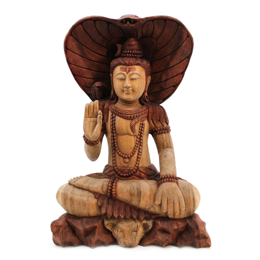 Statue de Shiva sculptée à la main – avec Cobra – 50 cm