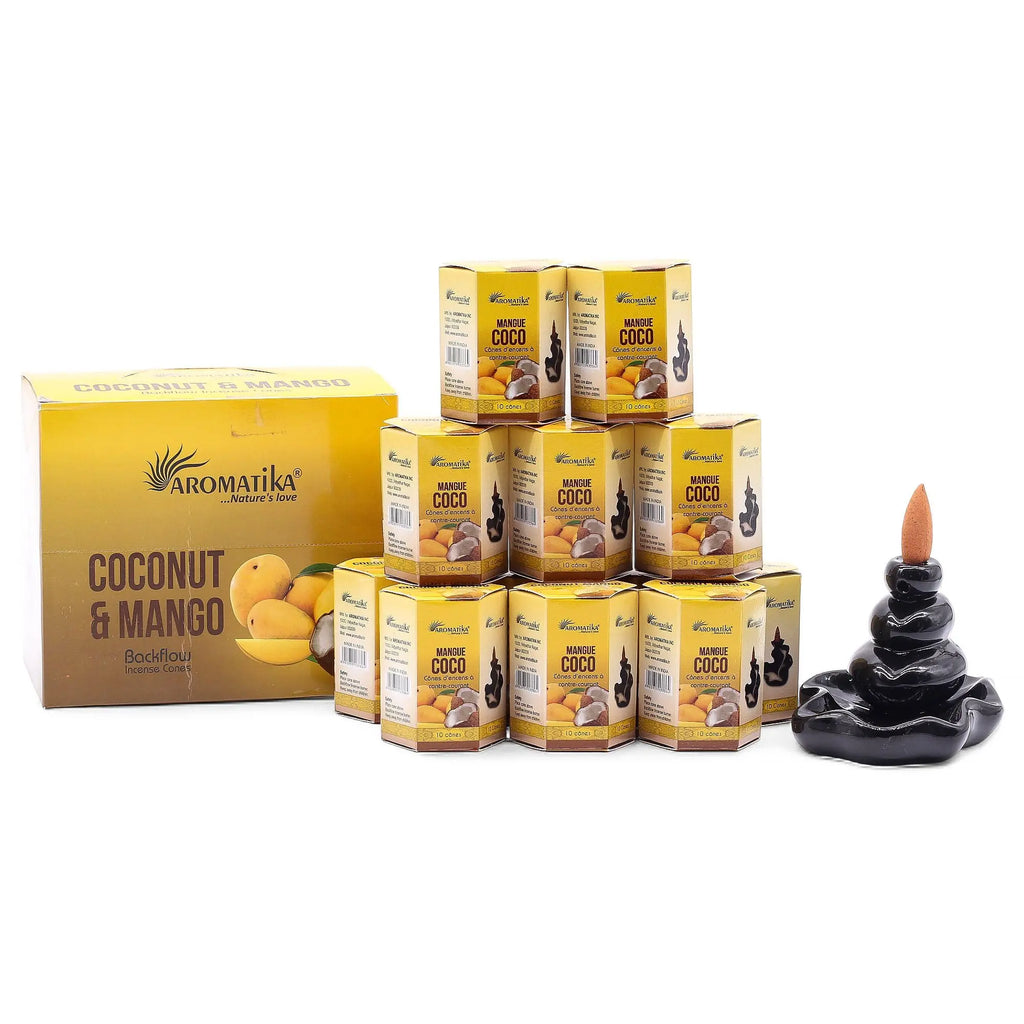 Encens à reflux Coco &amp; Mangue – Cônes backflow pour brûleur d’encens cascade (10 pièces) AWGifts Dropship