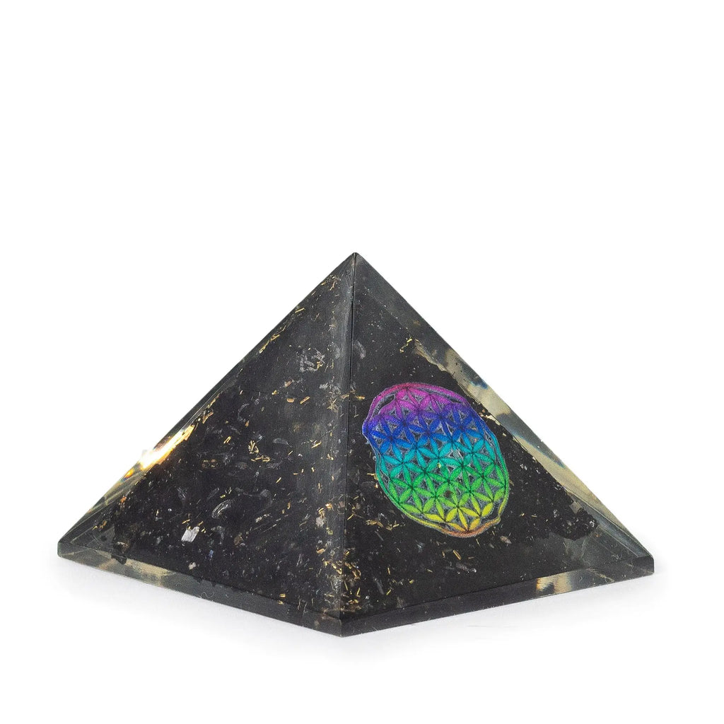 Pyramide d’orgonite Fleur de Vie – Tourmaline noire – 5,5 cm AWGifts Dropship