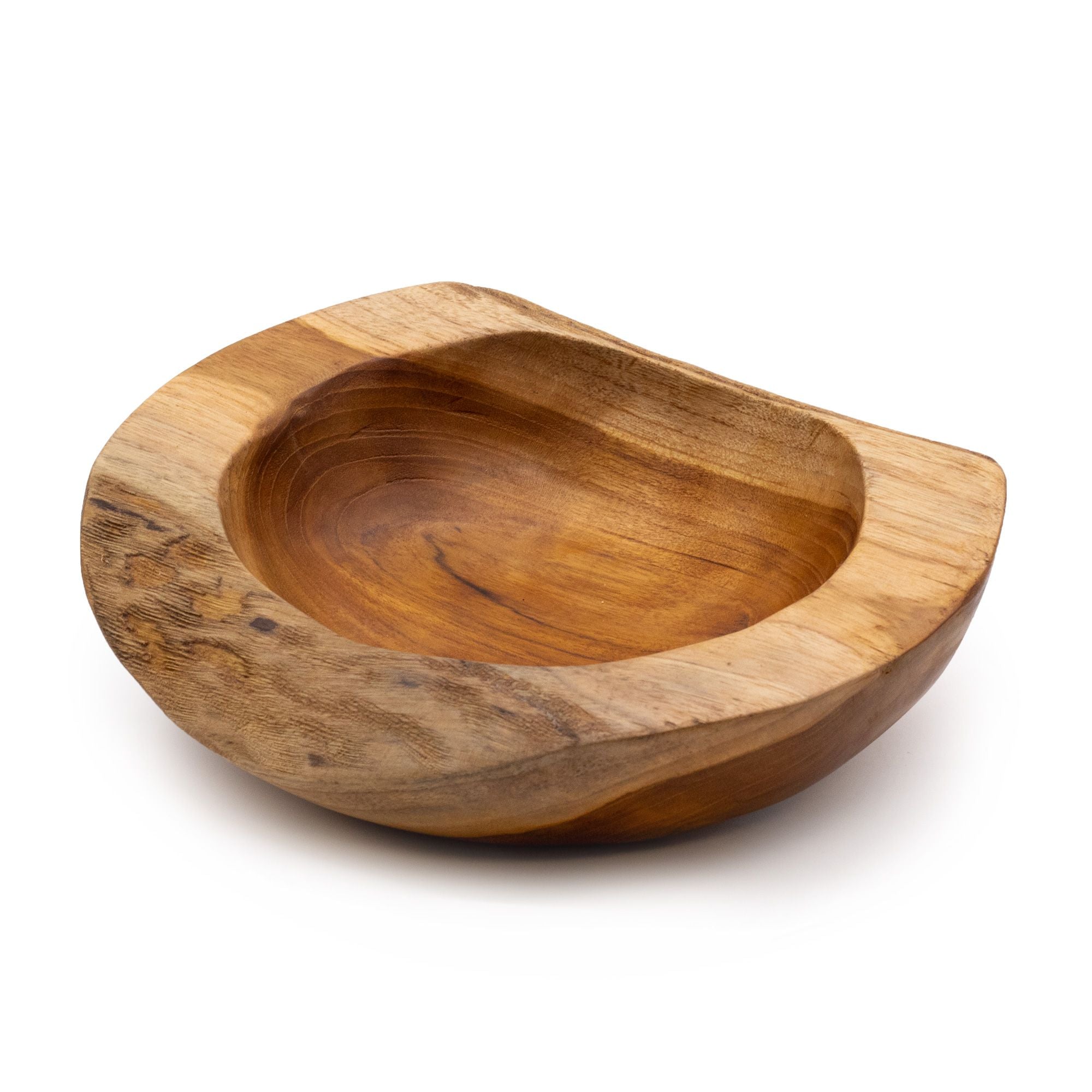 Grand Bol En Teck Massif Naturel 24 x 24 x 4 cm – Coupe Décorative Artisanale