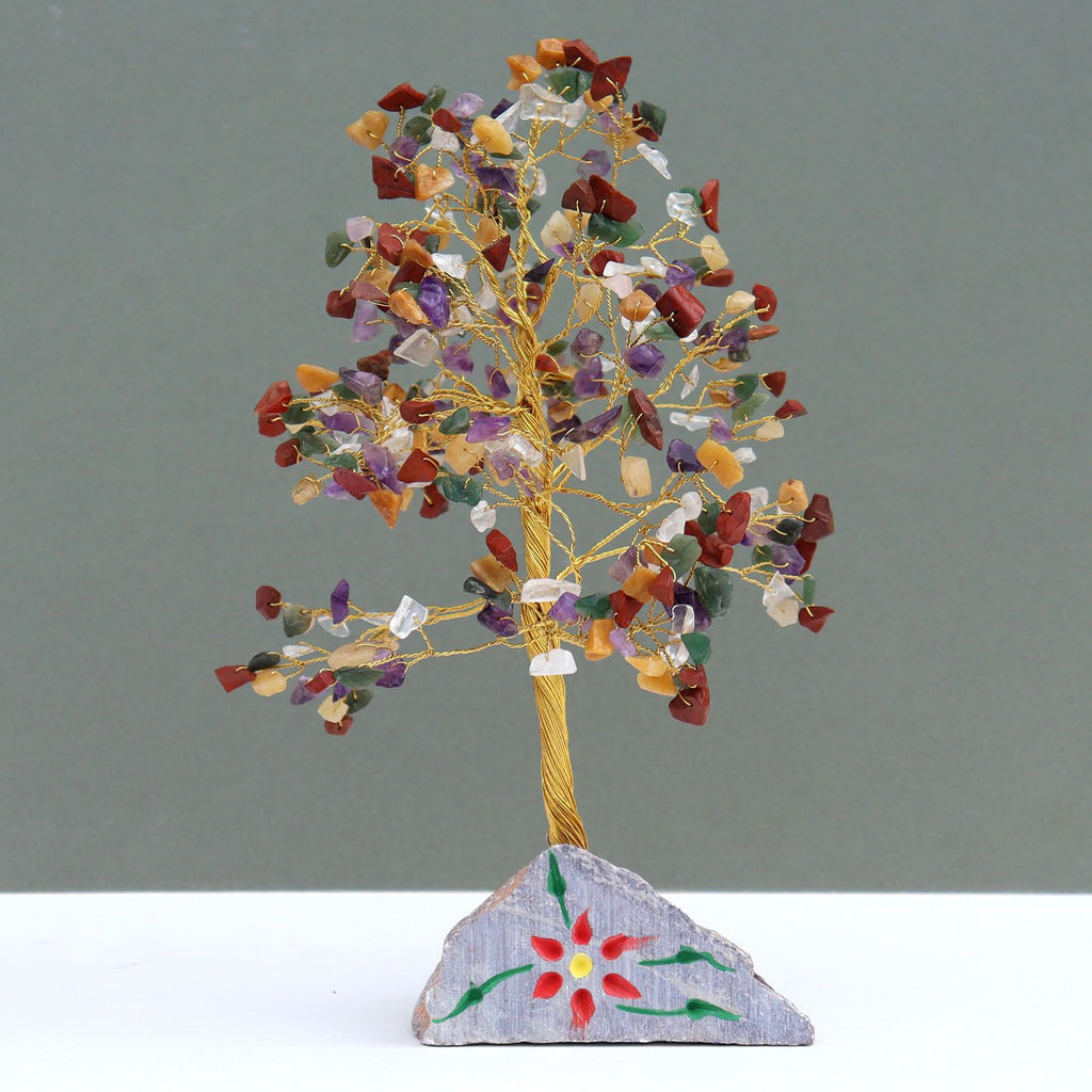 Tree made of mixed natural stones – 320 stones – Stone base
