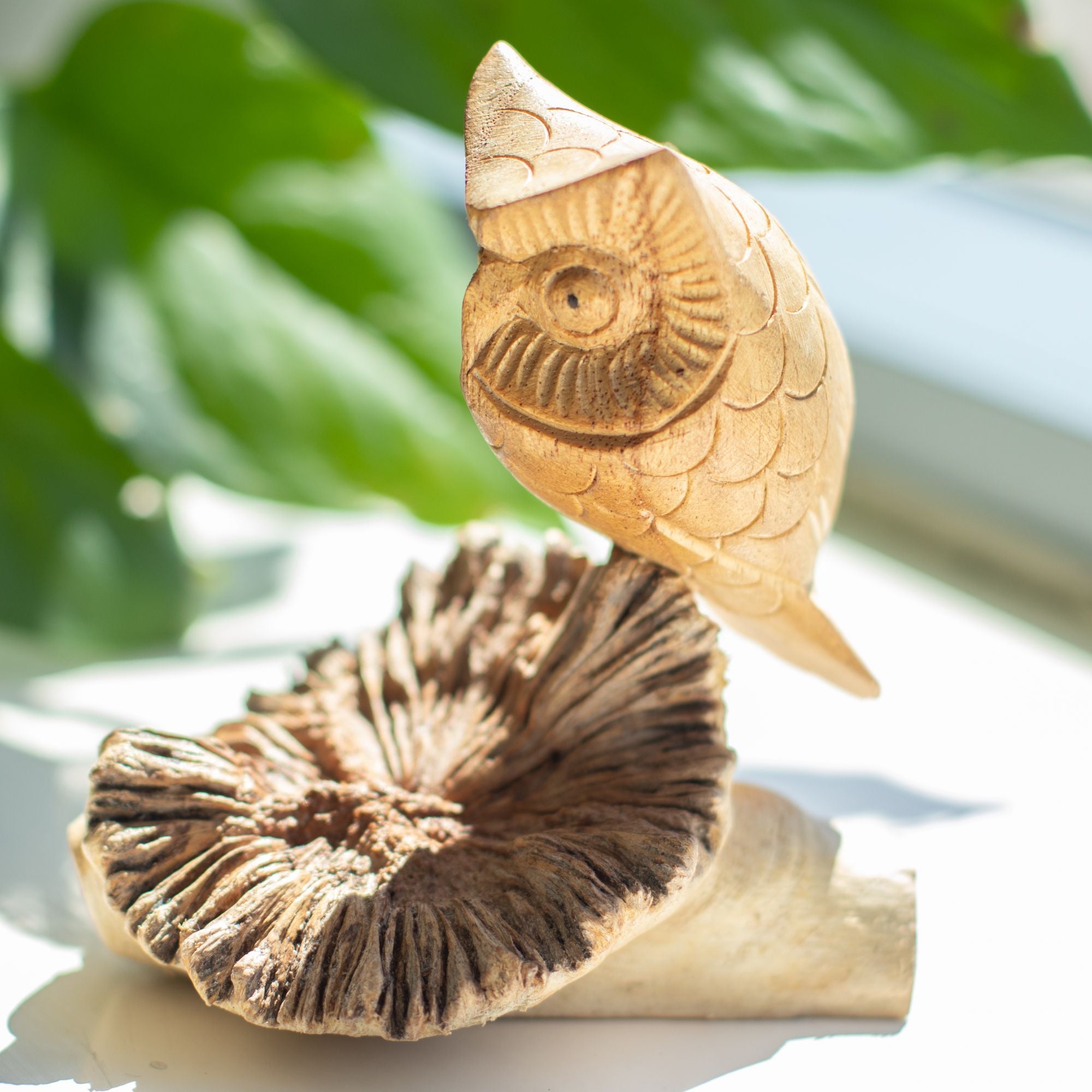 sculpture artisanale hibou en bois