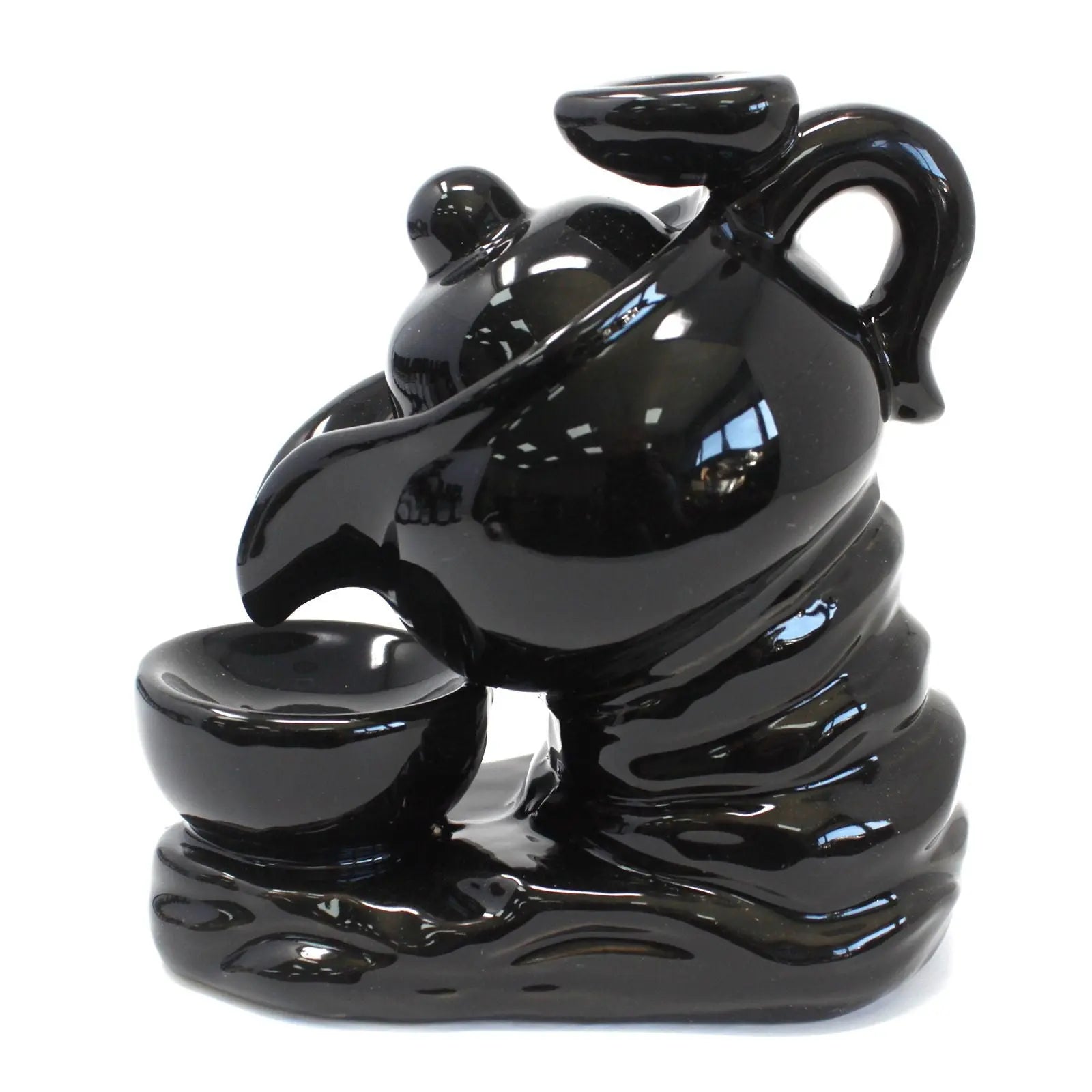 Brûleur d’Encens à Reflux Théière en Céramique Noire – Effet Cascade AWGifts Dropship