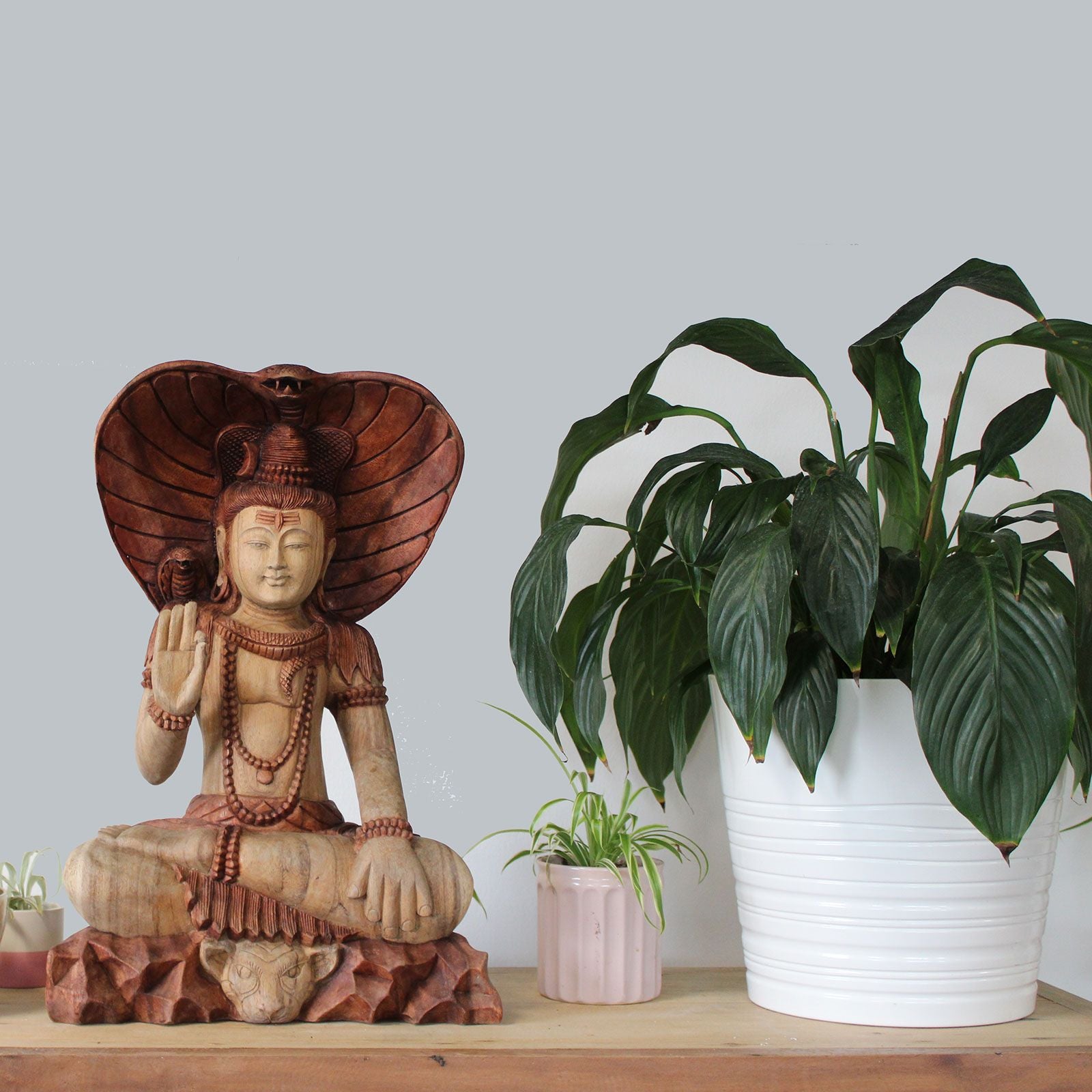 Statue de Shiva sculptée à la main – avec Cobra – 50 cm