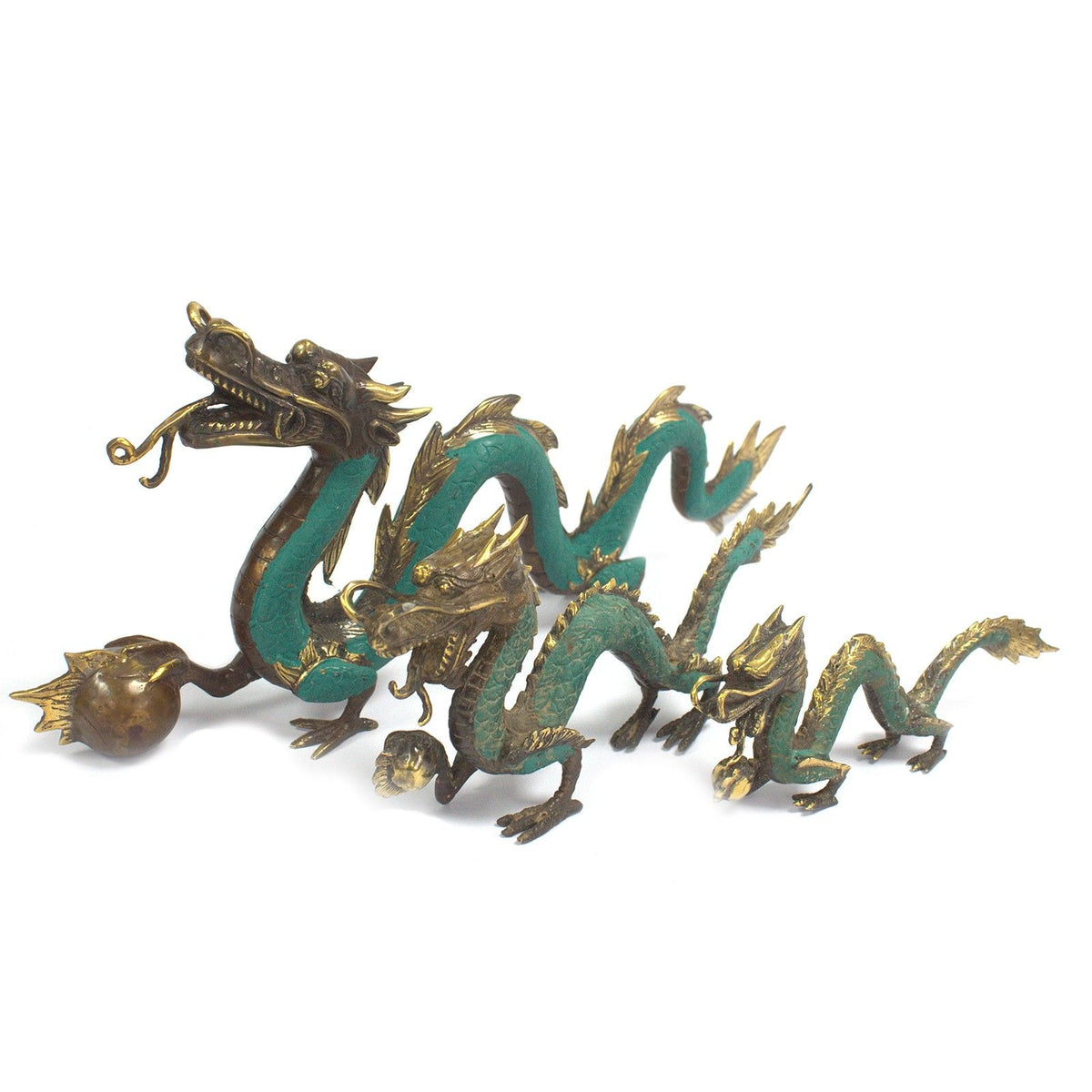 Dragon chinois en laiton fait main – Sculpture Feng Shui 20 cm