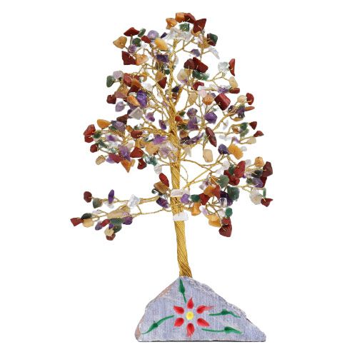 Tree made of mixed natural stones – 320 stones – Stone base