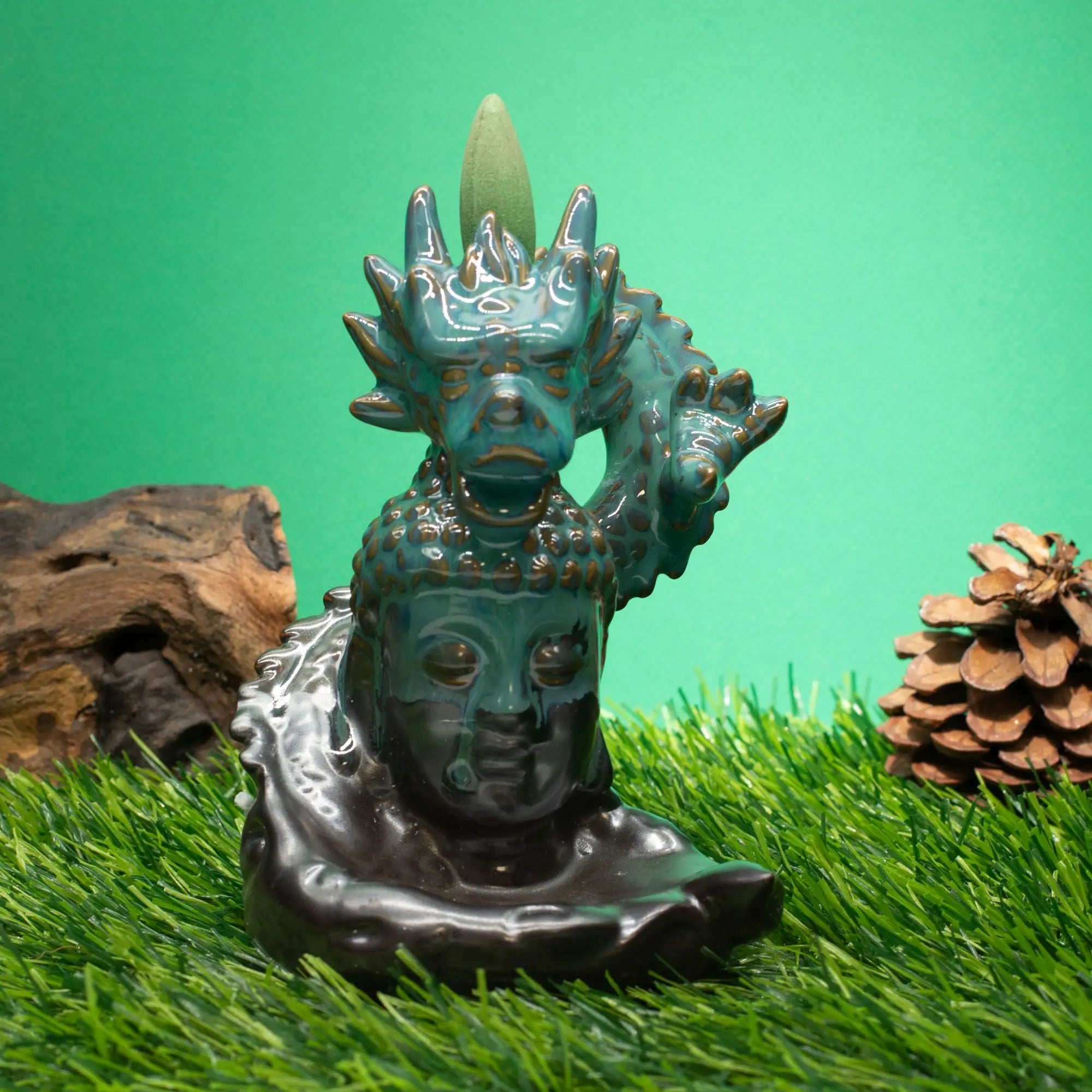 Brûleur d’encens à reflux Dragon et Bouddha – Fontaine d’encens cascade en céramique AWGifts Dropship