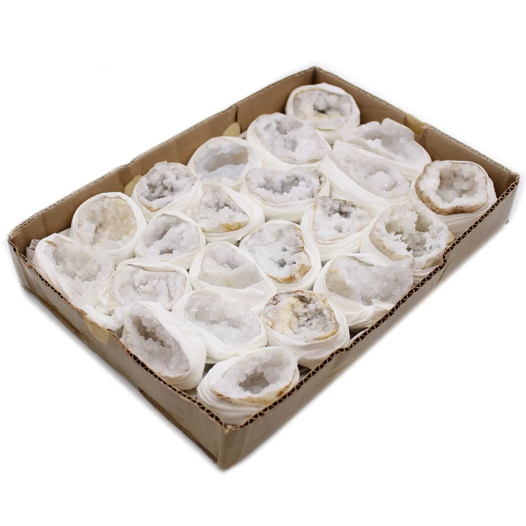 Plateau de Géodes de Calcite Naturelle du Maroc – Environ 32 Spécimens (4 kg) AWGifts Dropship