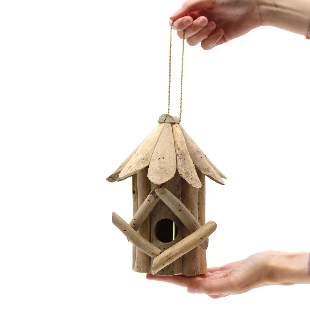 Petit Nichoir Suspendu En Bois Flotté – Cabane Artisanale Pour Oiseaux