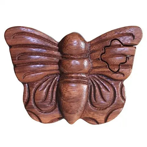 Boîte magique de Bali – Papillon en bois de Saman AWGifts Dropship