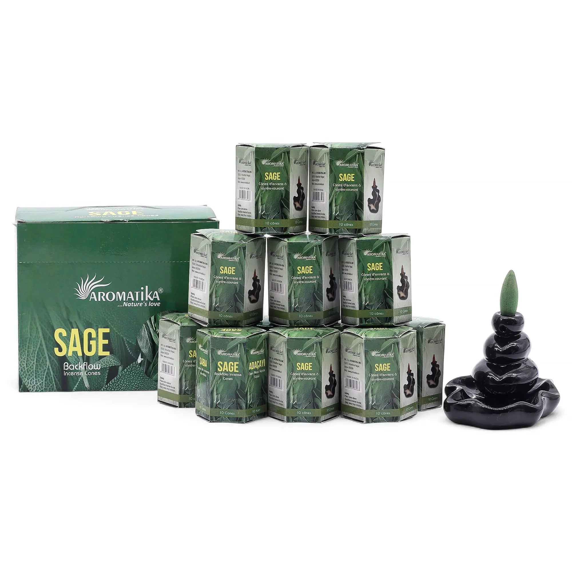 Encens à reflux Sauge – Cônes backflow pour brûleur d’encens cascade (10 pièces) AWGifts Dropship