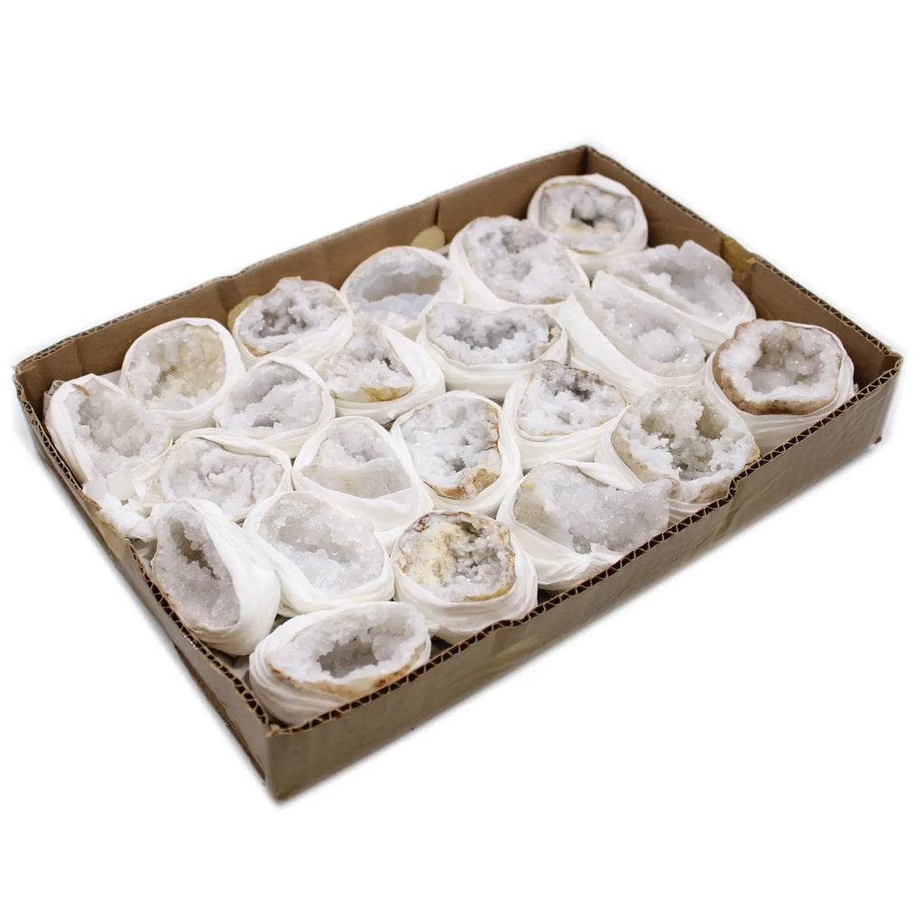 Plateau de Géodes de Calcite Naturelle du Maroc – Environ 32 Spécimens (4 kg) AWGifts Dropship