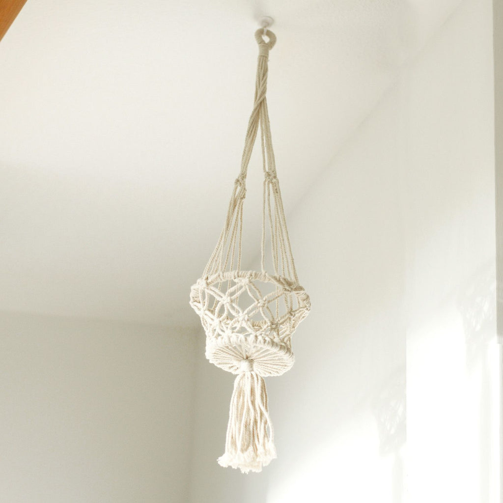 Support pour Pot en Macramé Naturel – Petit Modèle Suspendu