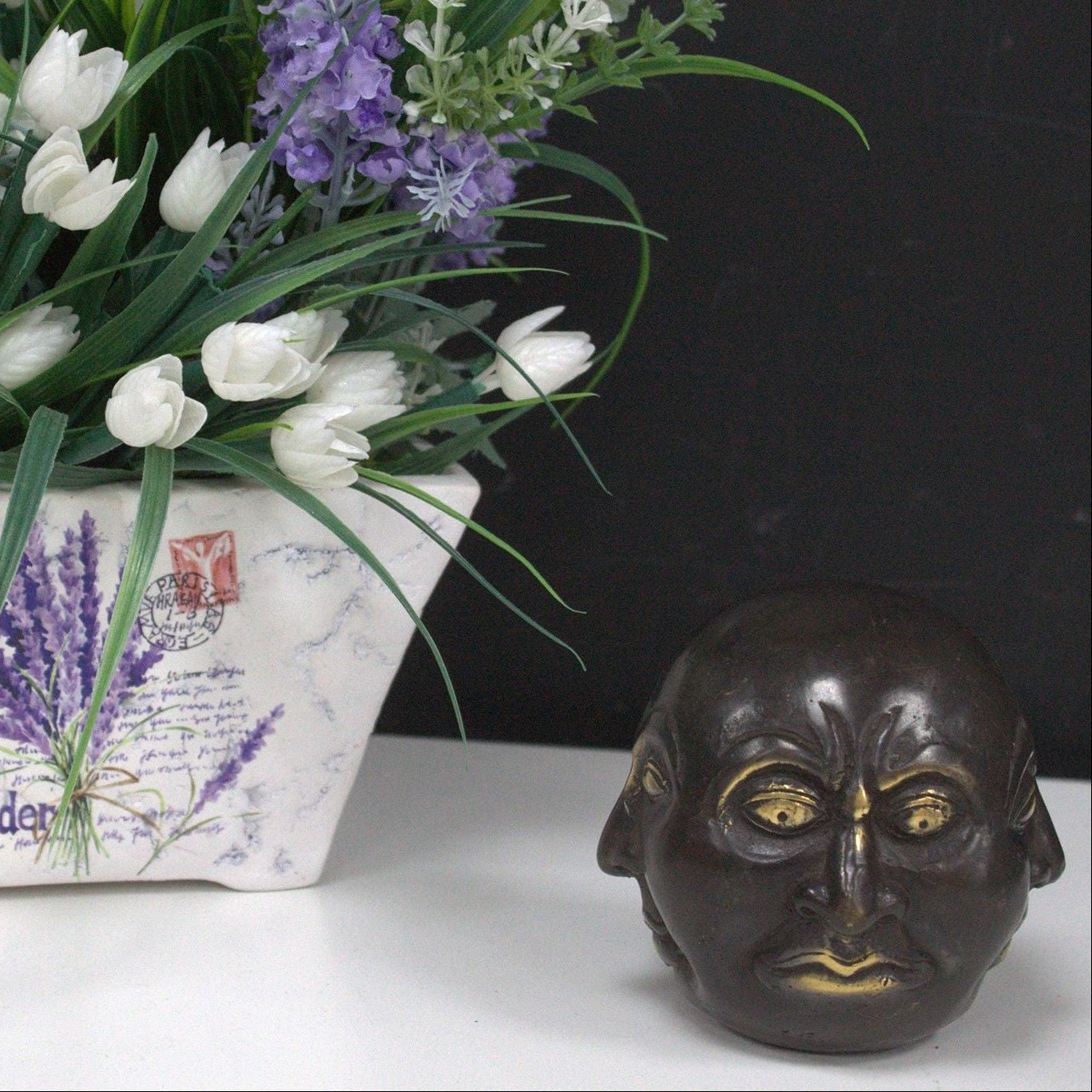 Bouddha Feng Shui à quatre visages en laiton – 10 cm