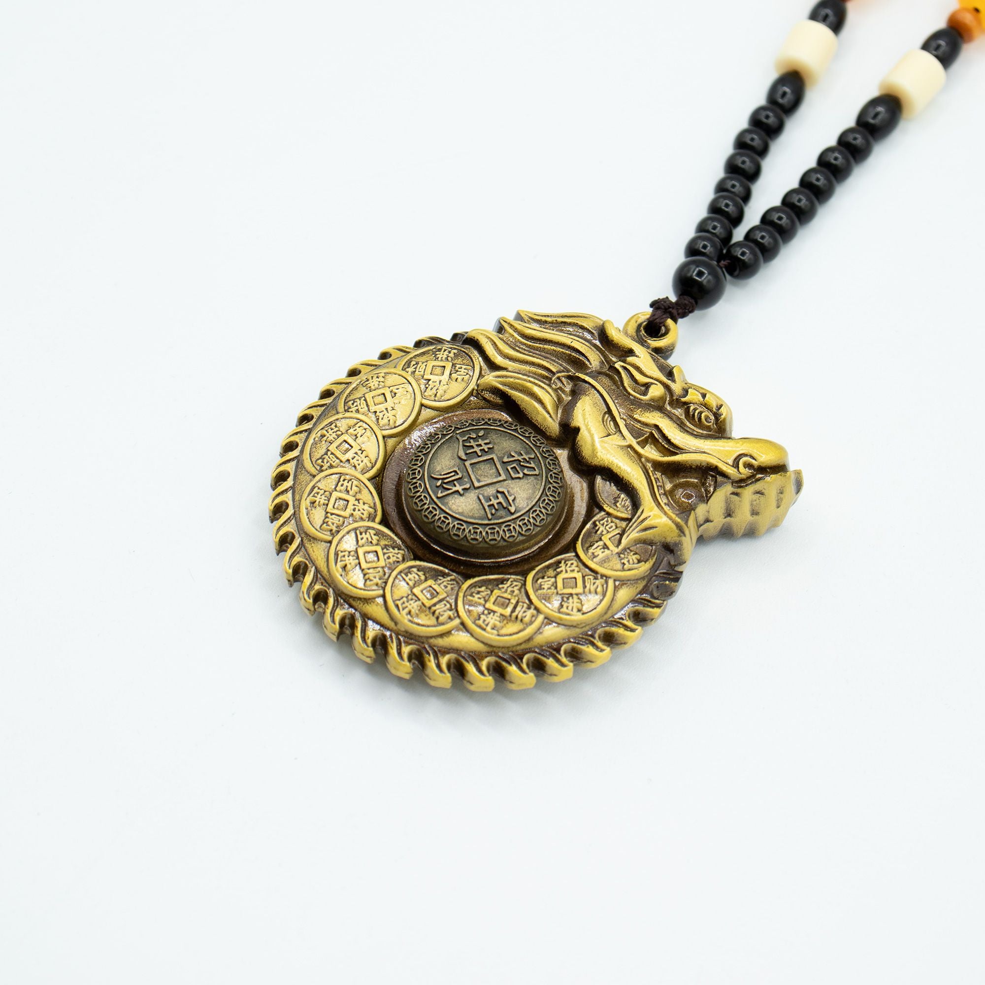 Amulette Dragon Feng Shui en Laiton à Suspendre – Porte-Bonheur de Protection, Richesse et Prospérité