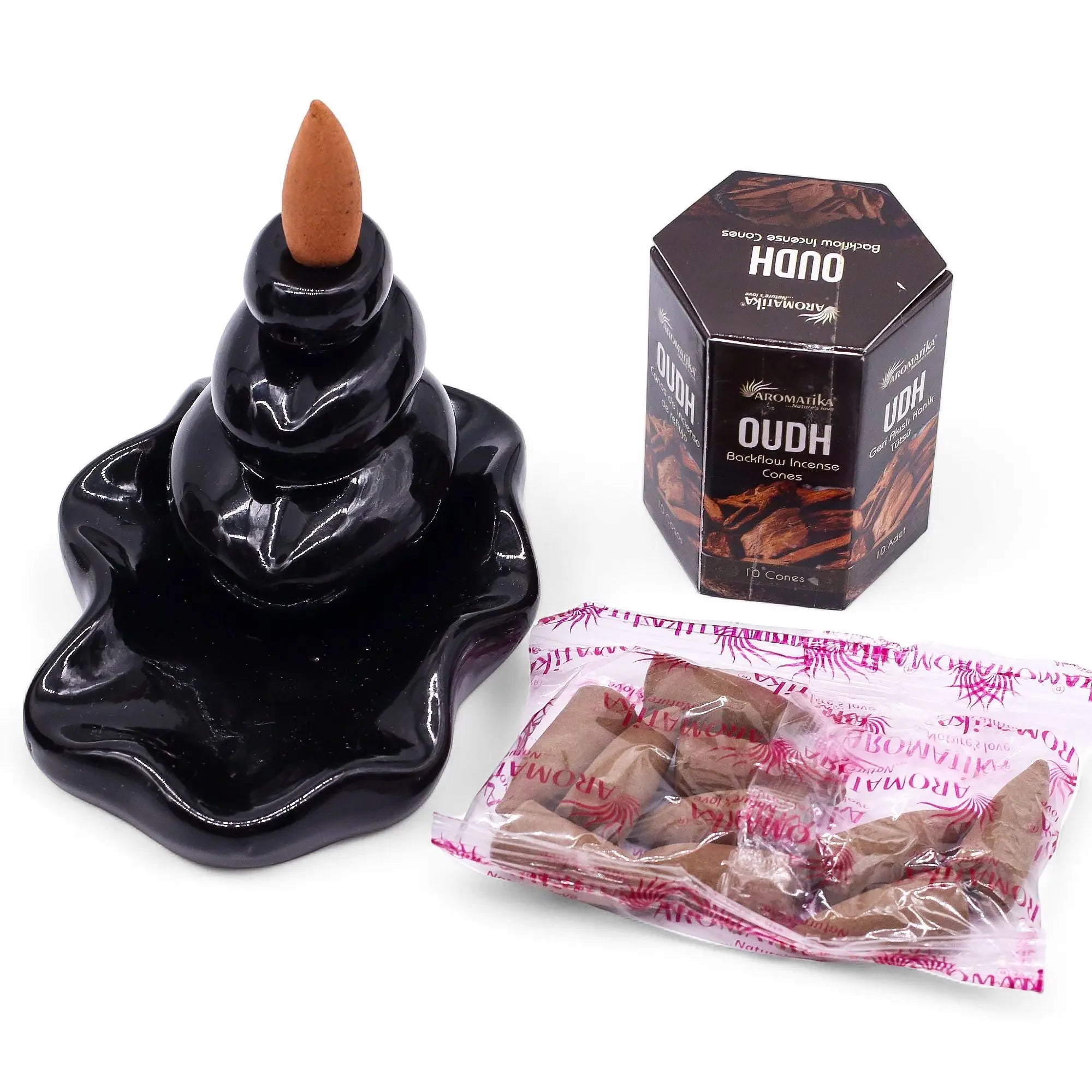 Encens à reflux Oudh – Cônes backflow pour brûleur d’encens cascade (10 pièces) AWGifts Dropship