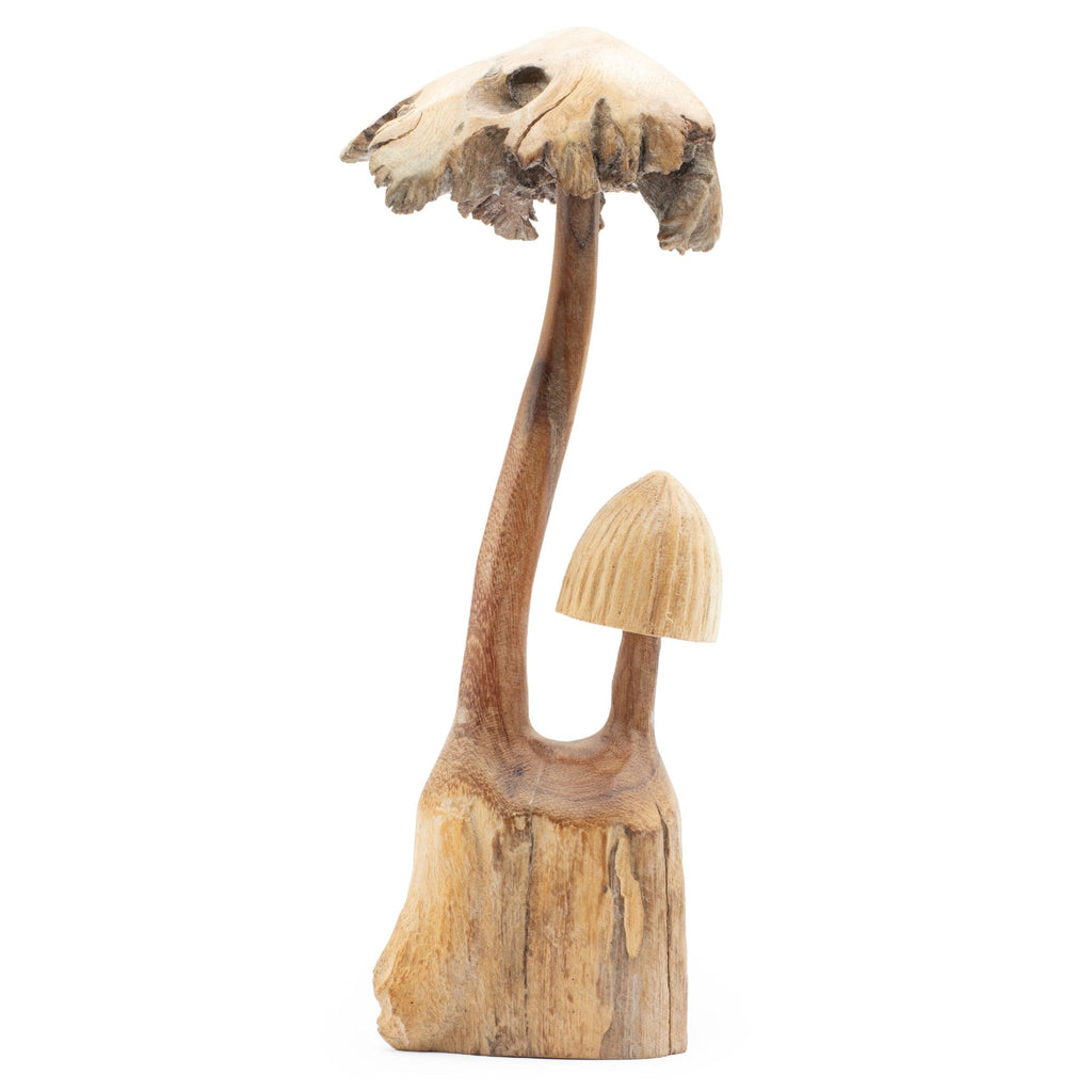 champignons sculptés à la main en bois