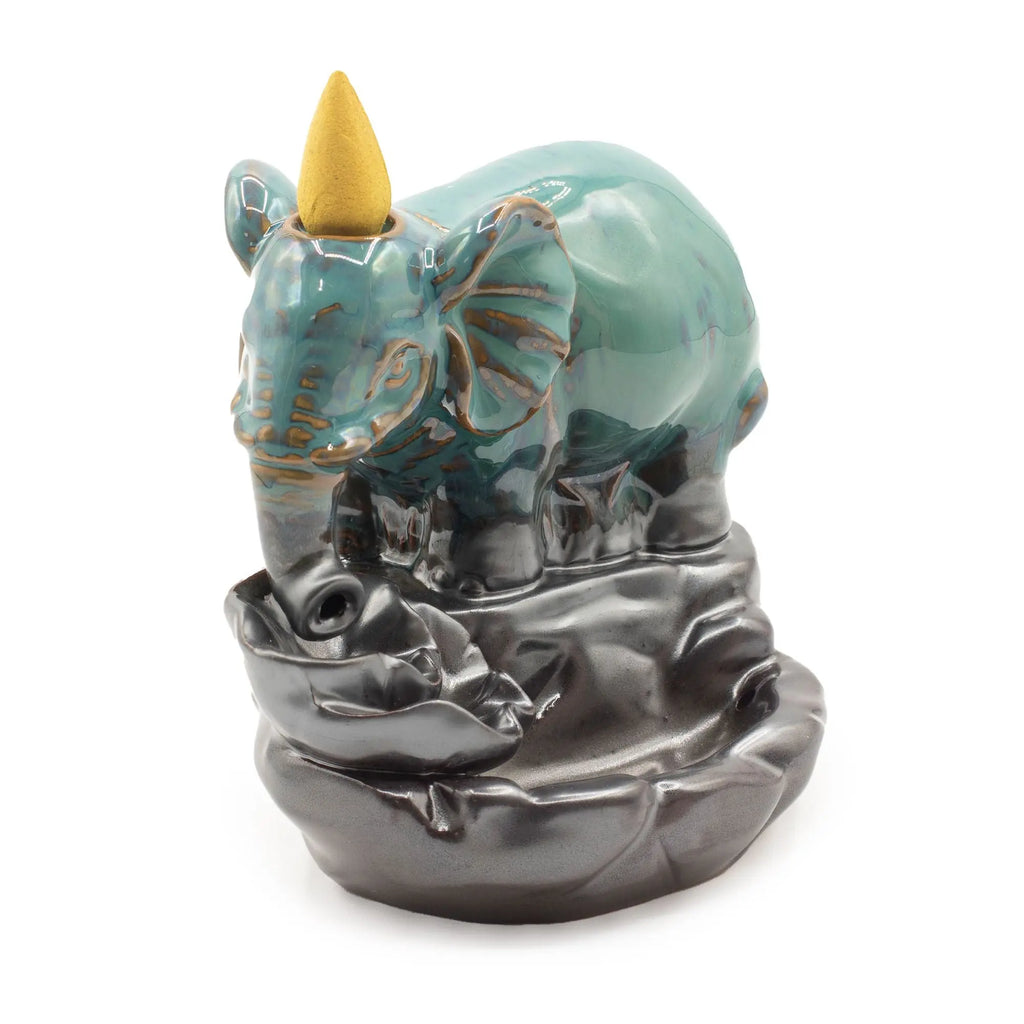 Brûleur d’encens à reflux Éléphant – Fontaine d’encens cascade en céramique AWGifts Dropship