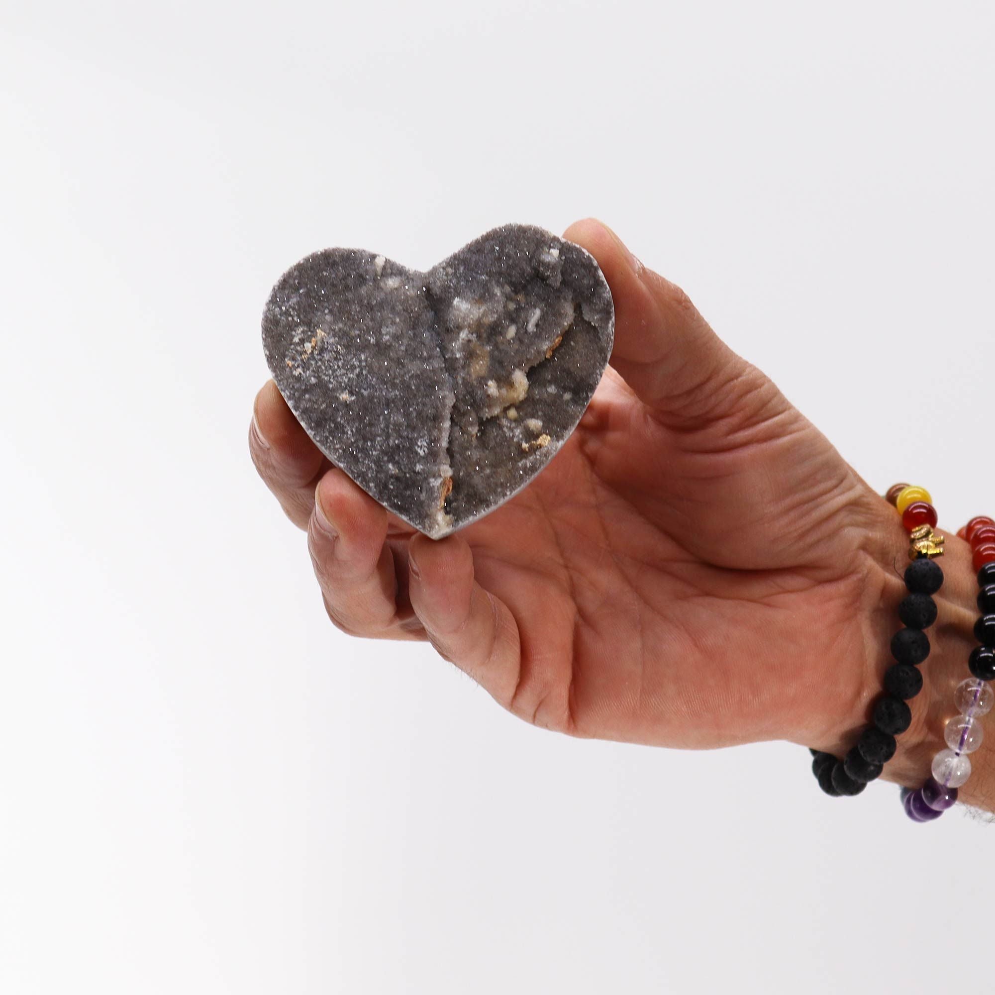 Black Calcite Heart – 7 cm Natural Stone Decor Sculpture