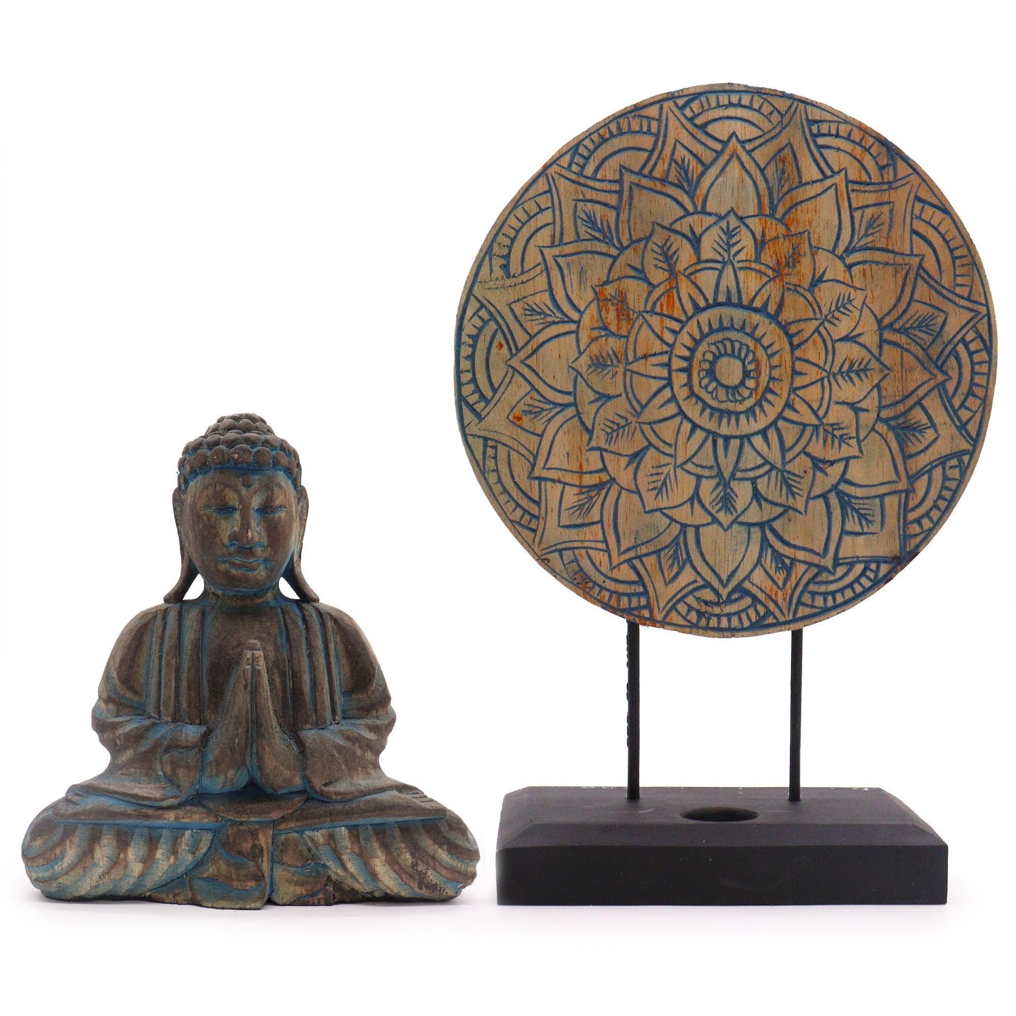 Ensemble Feng Shui Bouddha – Mandala Fleur Bleu (2 modèles)