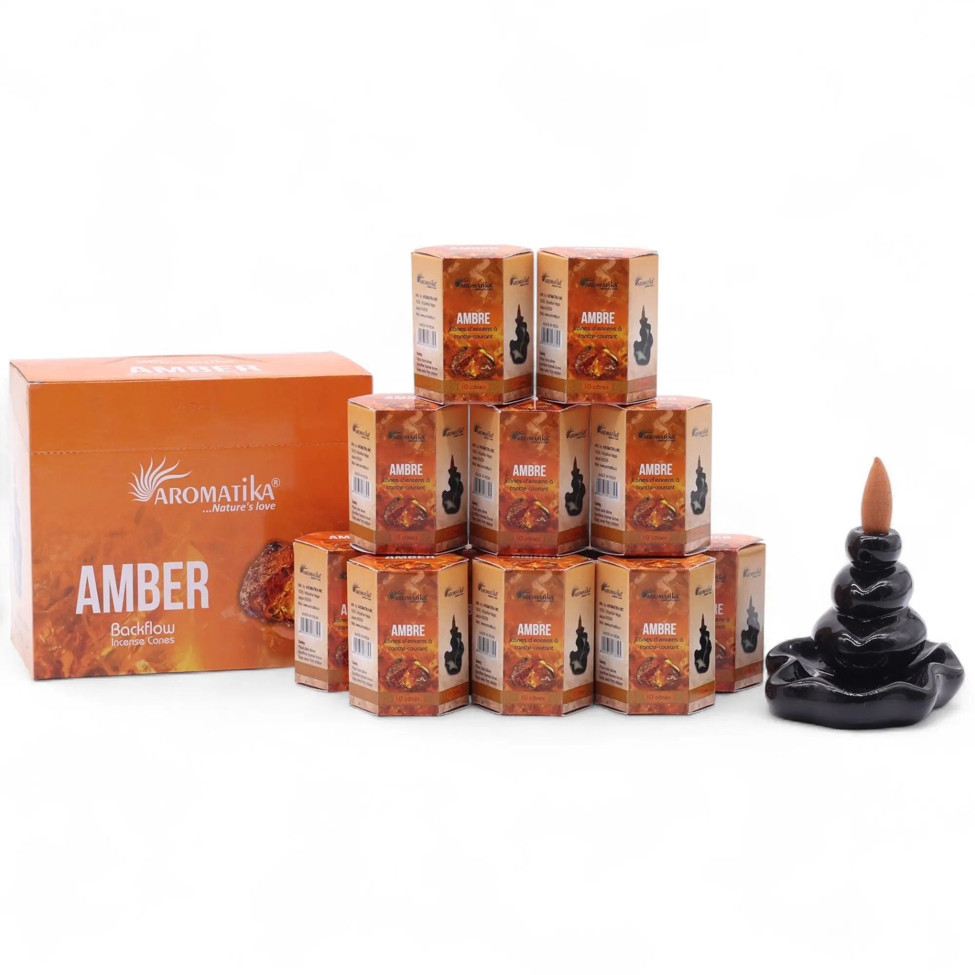Encens à reflux Ambre – Cônes backflow pour brûleur d’encens cascade (10 pièces) AWGifts Dropship