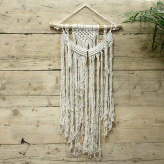 Suspension Murale en Macramé Naturel – Décoration Bohème Artisanale