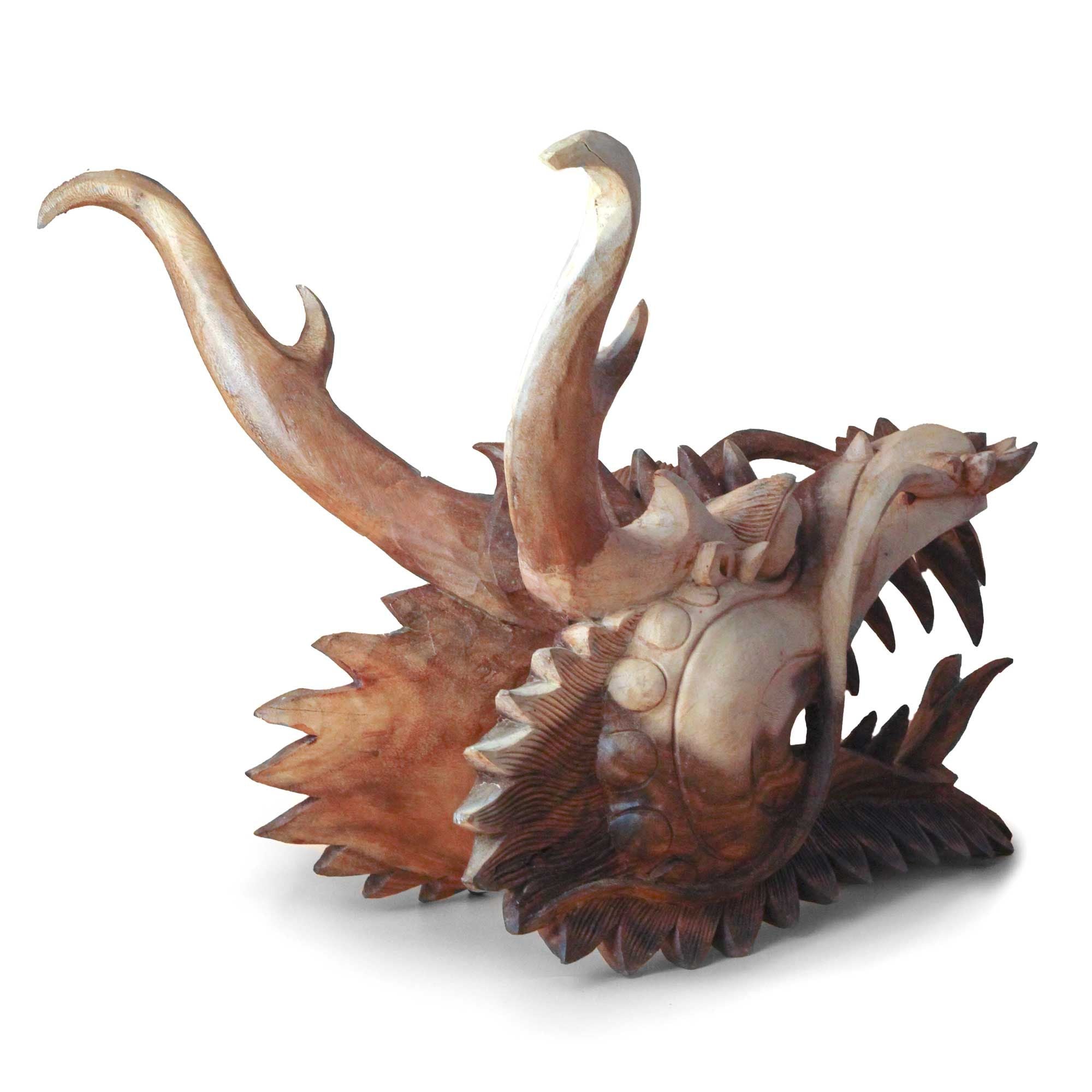 Tête de dragon grandeur nature sculptée - 30 cm