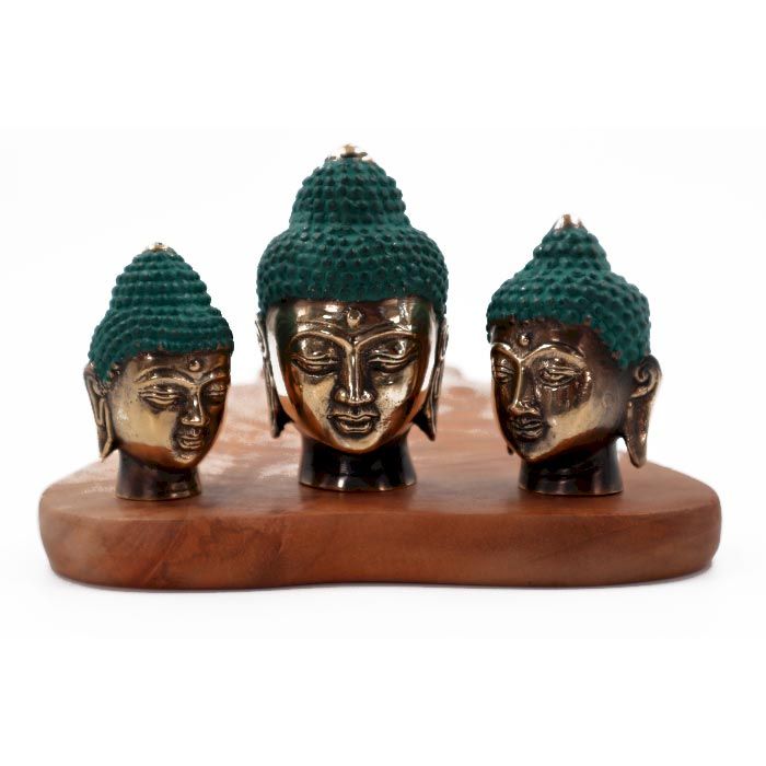 Set of 3 brass Buddha heads – Assorted sizes