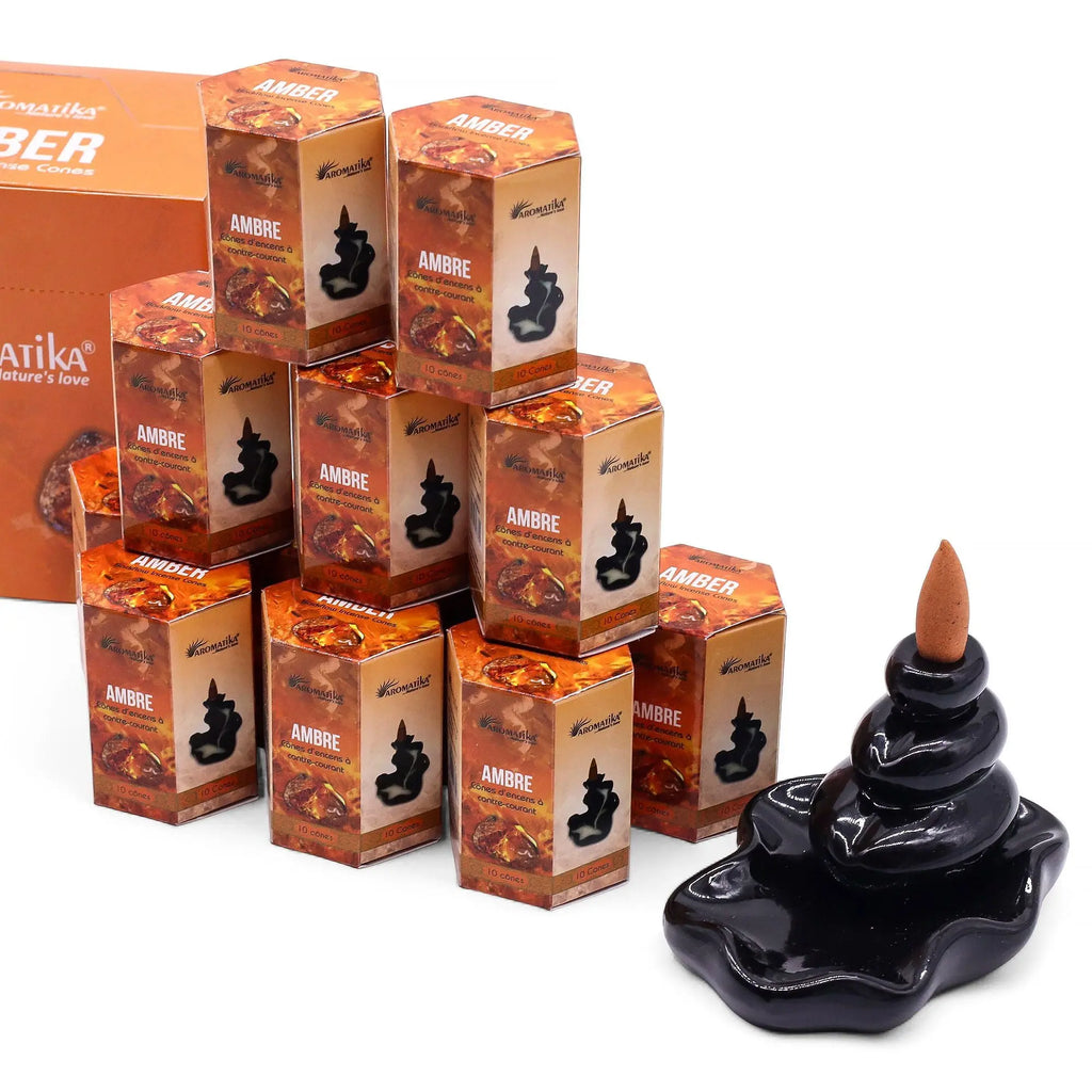 Encens à reflux Ambre – Cônes backflow pour brûleur d’encens cascade (10 pièces) AWGifts Dropship