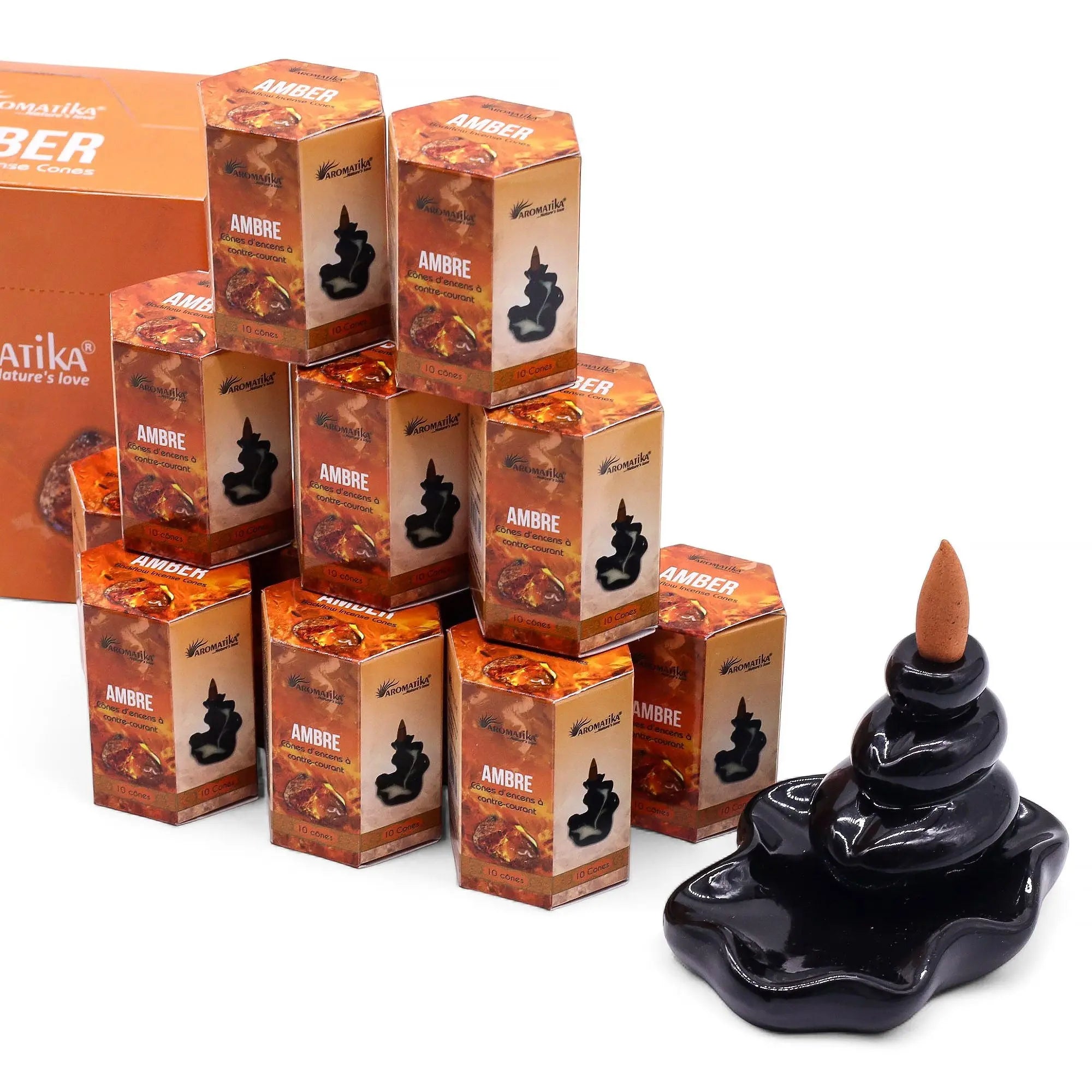 Encens à reflux Ambre – Cônes backflow pour brûleur d’encens cascade (10 pièces) AWGifts Dropship