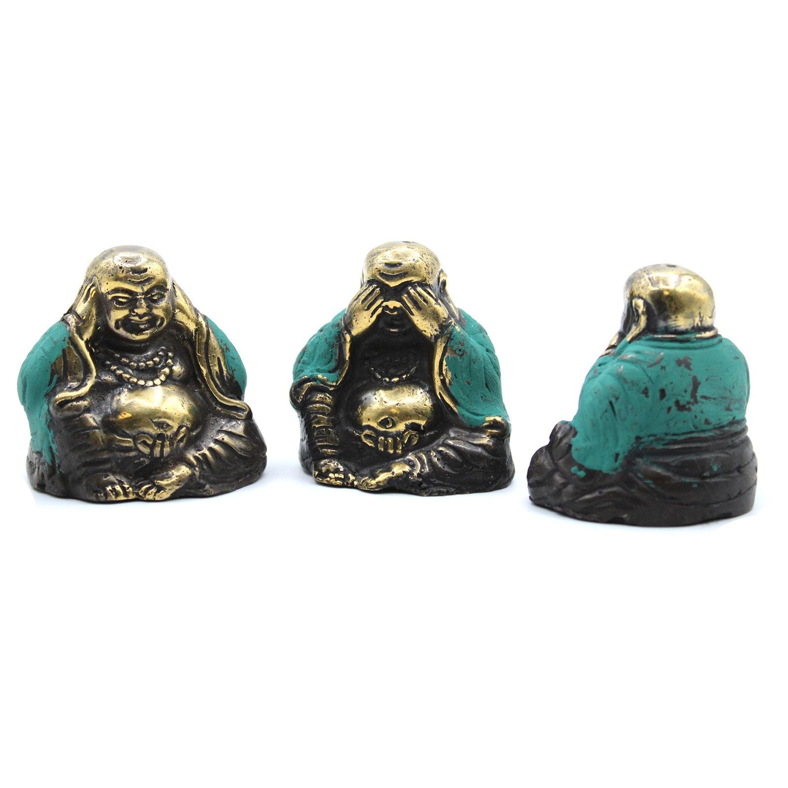 Set de 3 Statues Bouddha en Laiton – « See No Evil » – Feng Shui