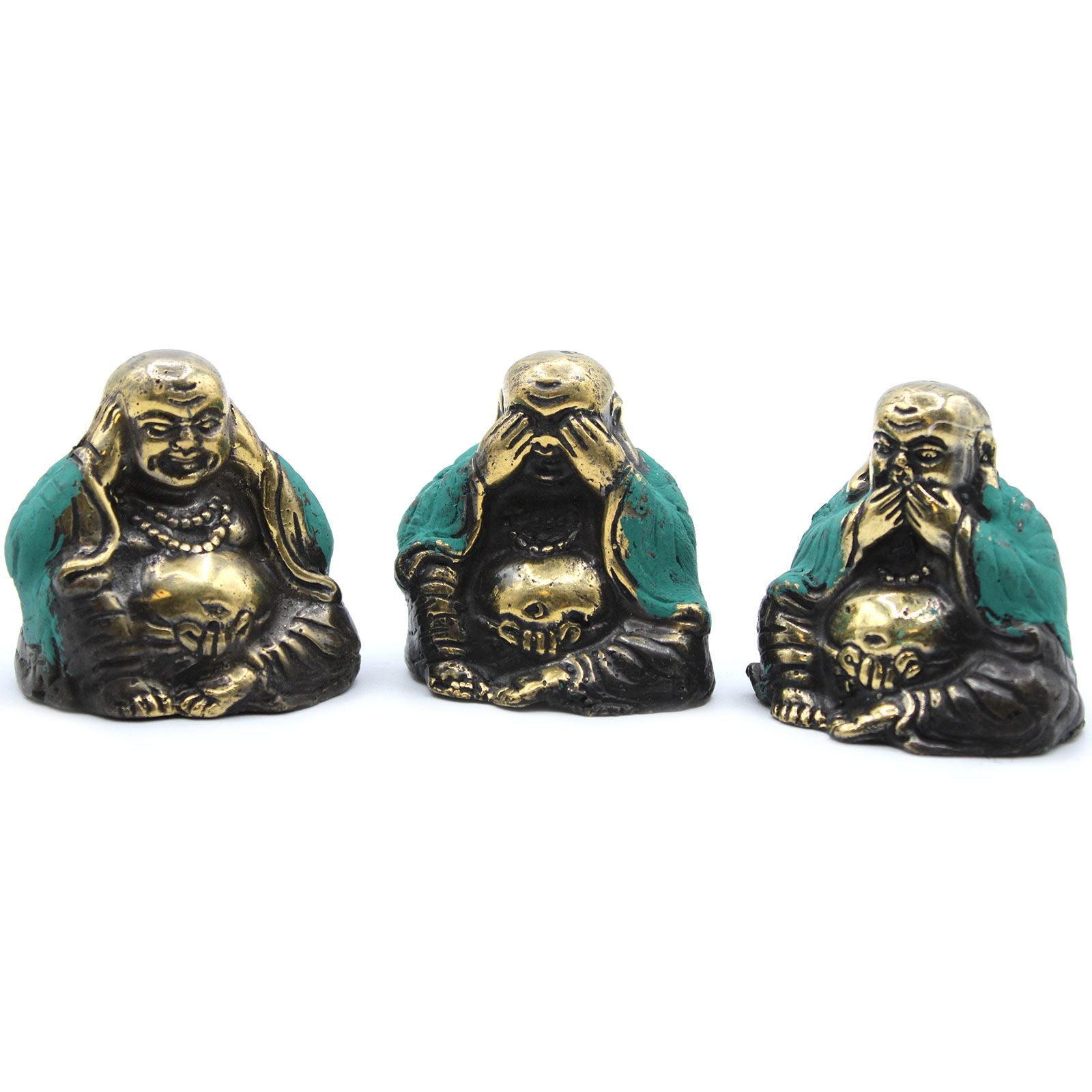 Set de 3 Statues Bouddha en Laiton – « See No Evil » – Feng Shui