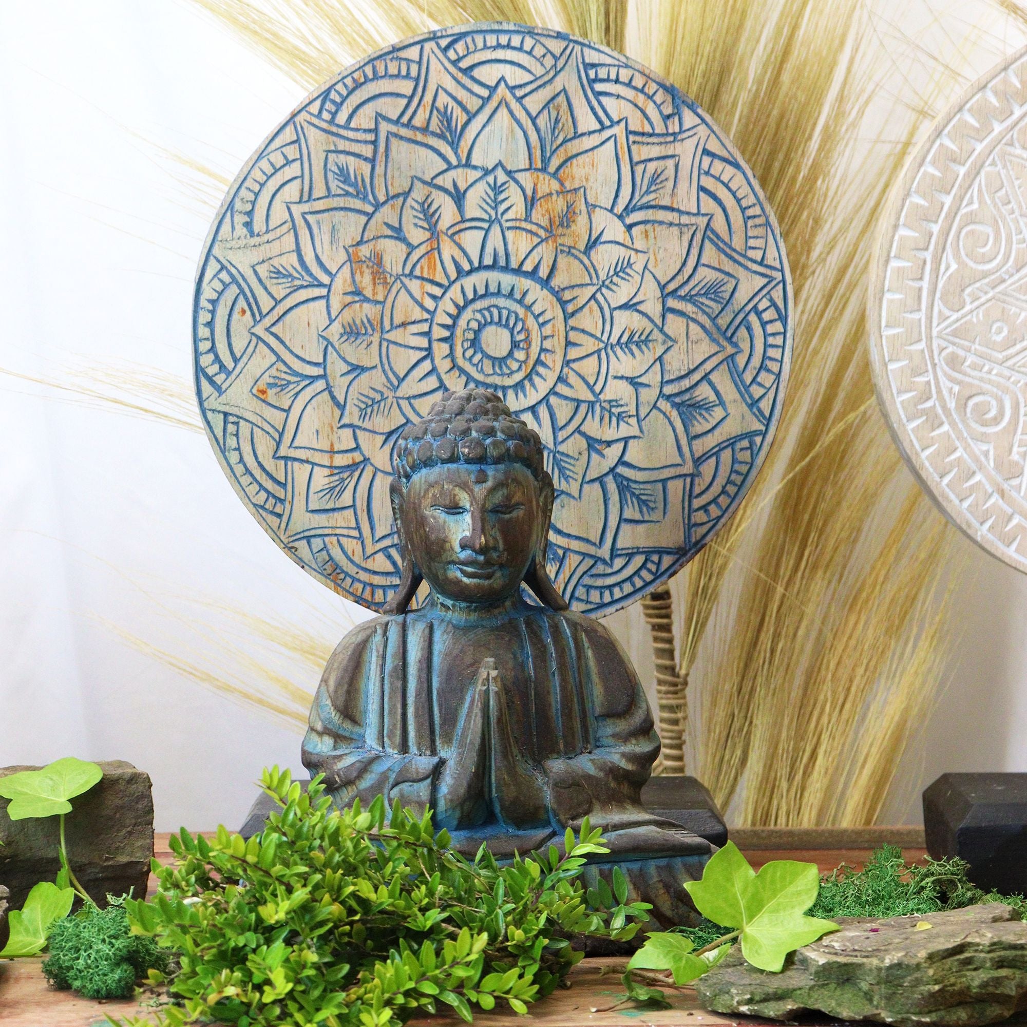 Ensemble Feng Shui Bouddha – Mandala Fleur Bleu (2 modèles)