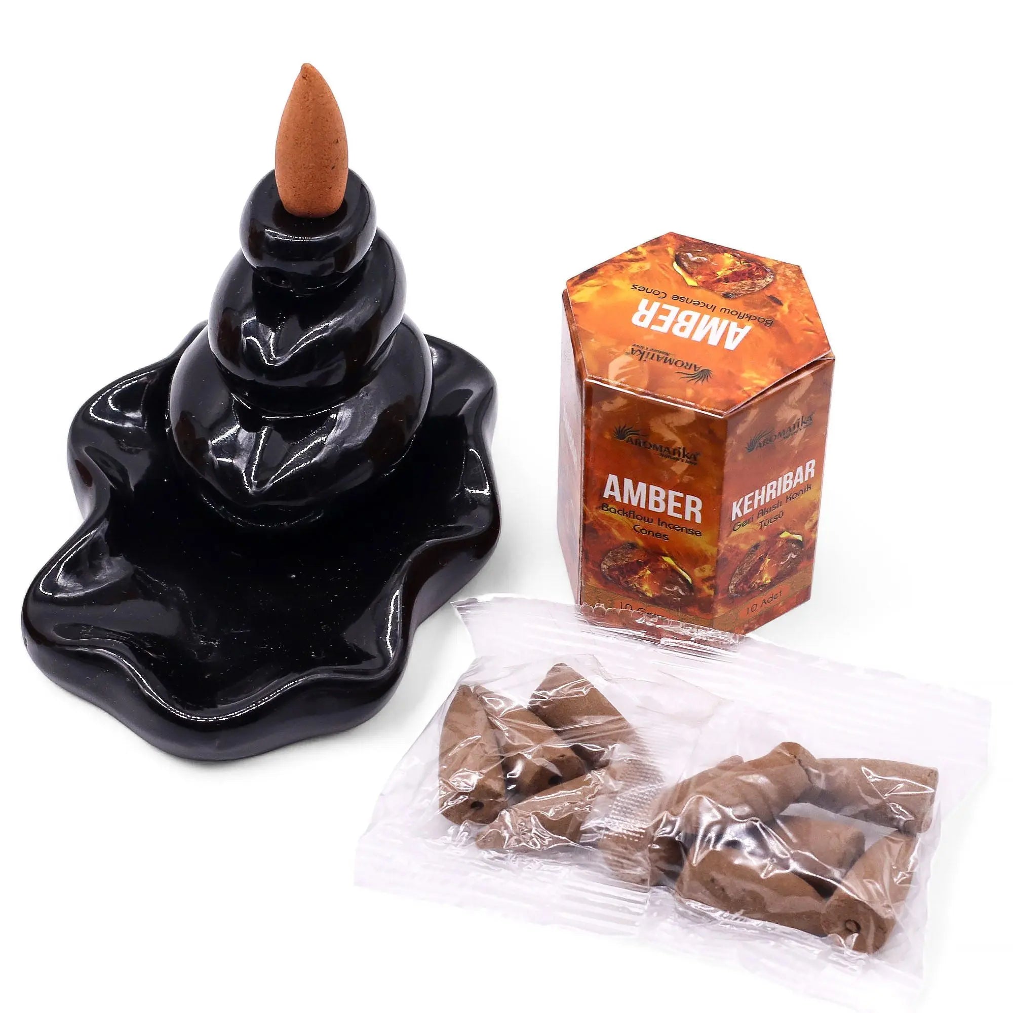 Encens à reflux Ambre – Cônes backflow pour brûleur d’encens cascade (10 pièces) AWGifts Dropship