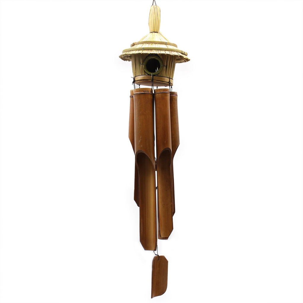 Grand Nichoir en Jonc de Mer avec Carillon en Bambou – 56 cm