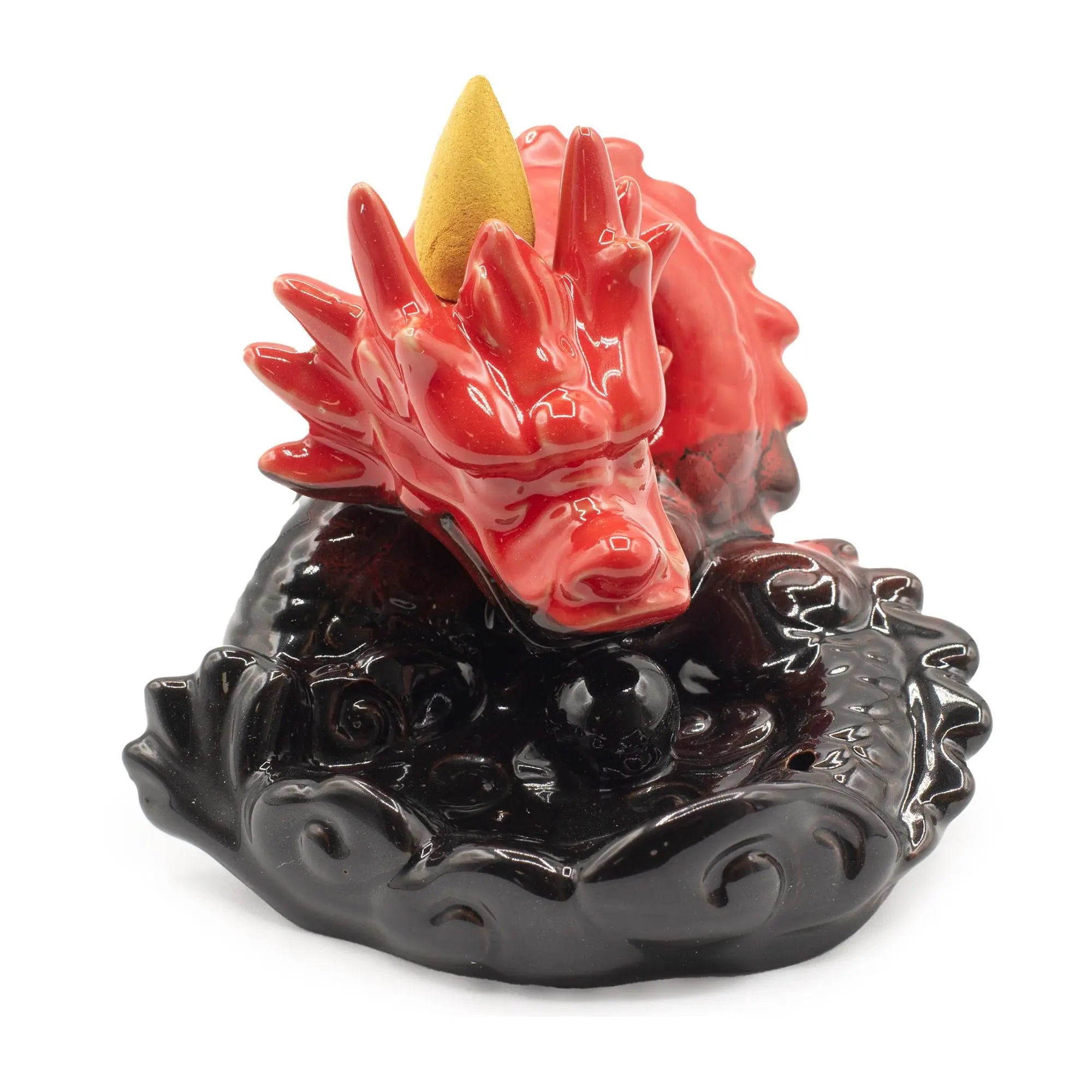 Brûleur d’encens à reflux Dragon Rouge – Fontaine d’encens cascade en céramique AWGifts Dropship