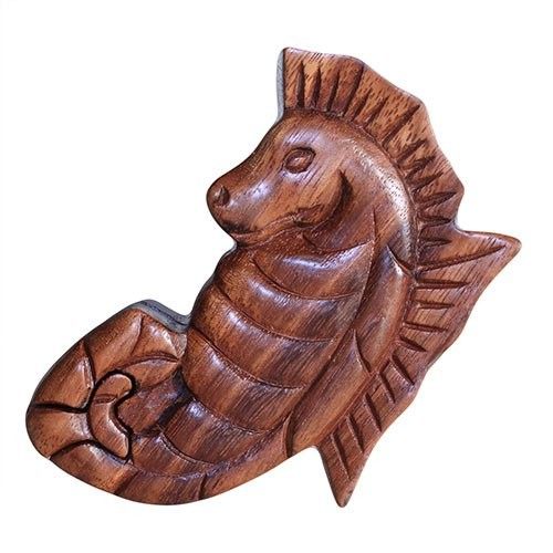 Boîte magique de Bali – Hippocampe en bois de Saman